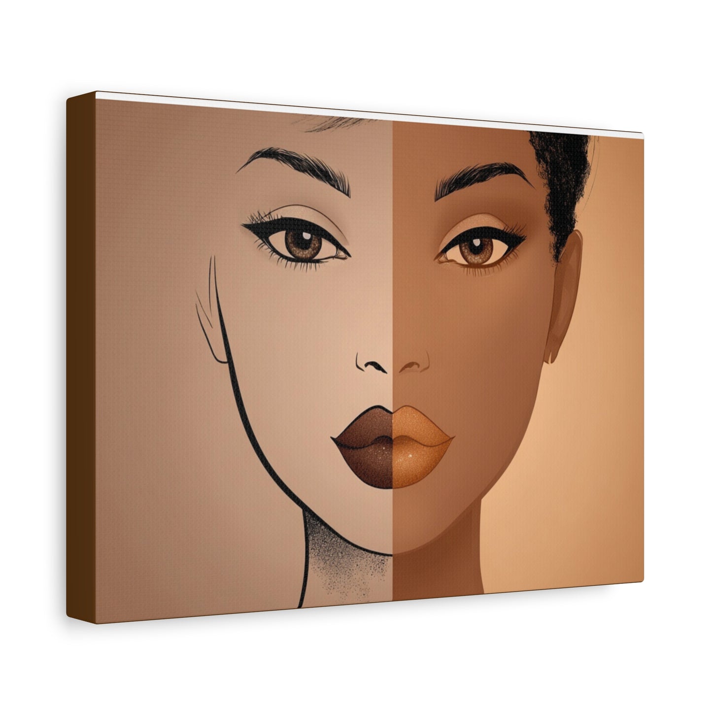 African American Half Happy Half Sad Face Canvas | Matte Stretched 1.25"