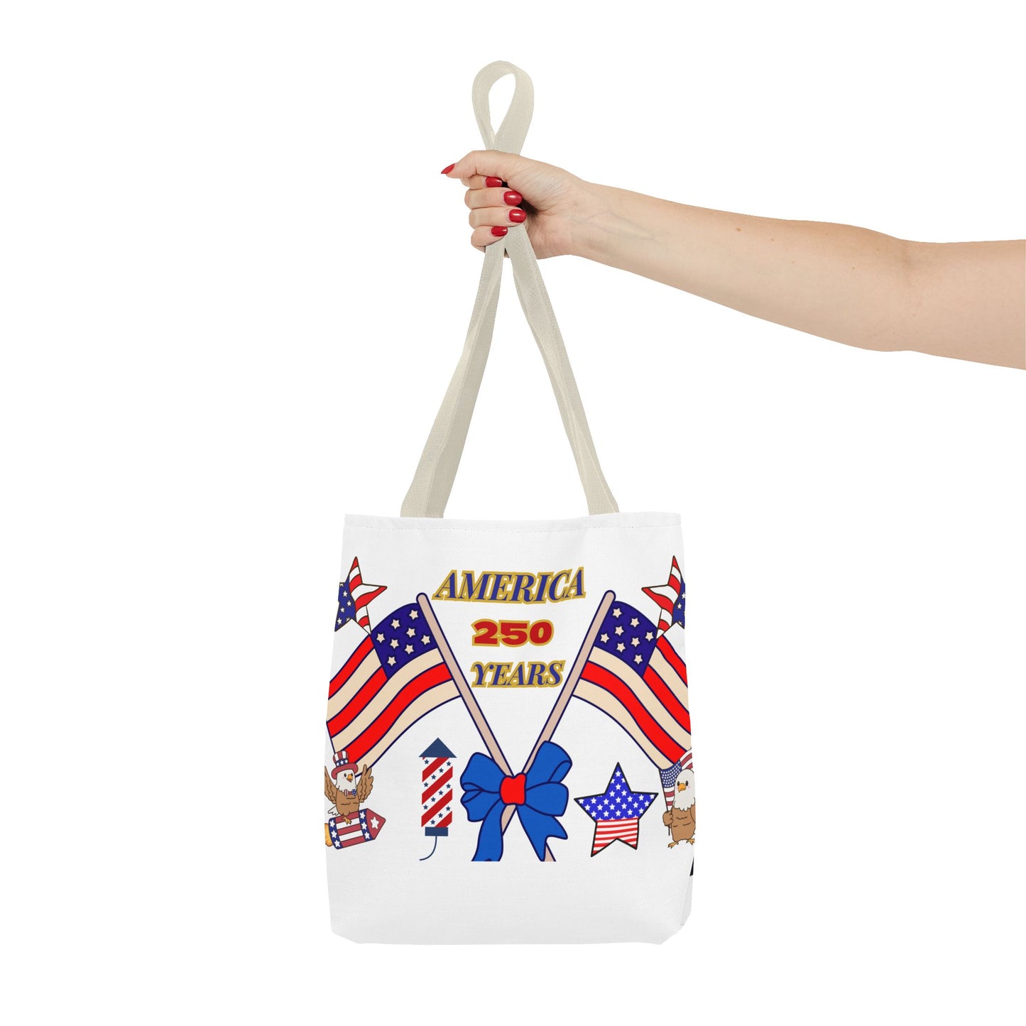 America 250 Years Flag Crossed Flags Patriotic Tote Bag | Independence Day