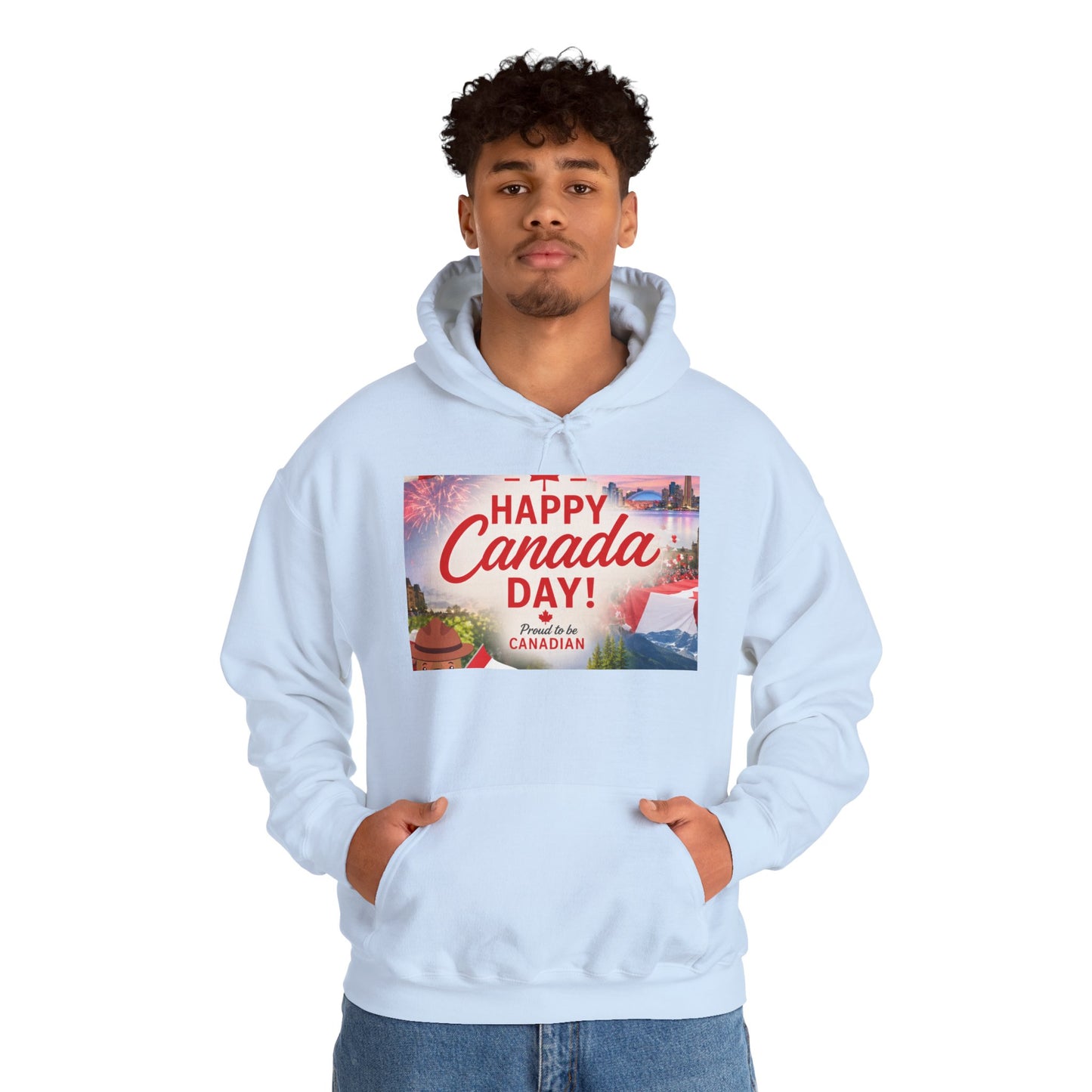 Canada Day Hoodie — "Happy Canada Day! Proud Canadian" Celebration Sweatshirt