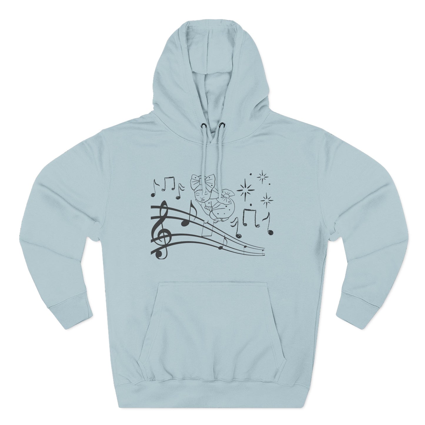 Musical Notes Hoodie – Cute Bunny on Staff Graphic Pullover
