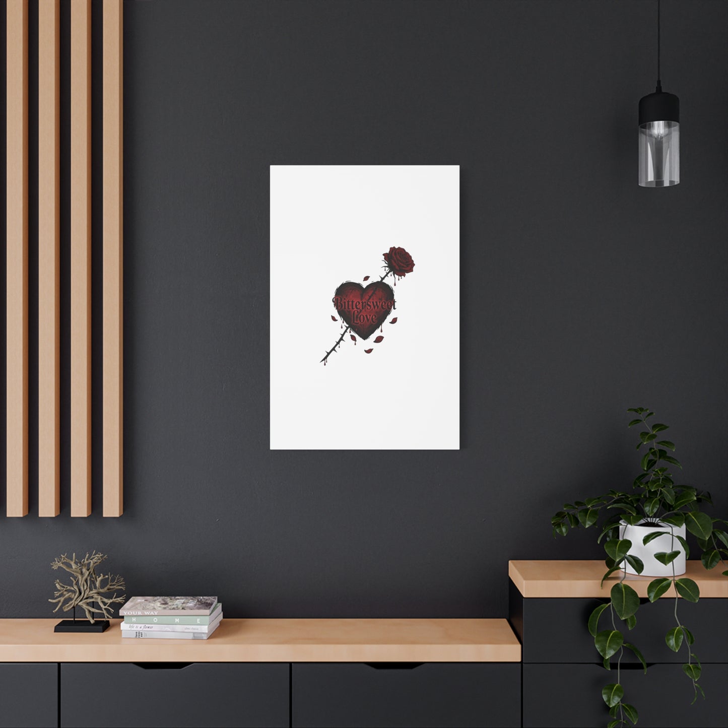 Bittersweet Love heart & thorn rose Canvas | Goth Valentine, Dark Romance Art Print