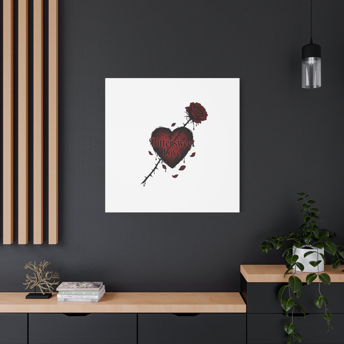 Bittersweet Love heart & thorn rose Canvas | Goth Valentine, Dark Romance Art Print
