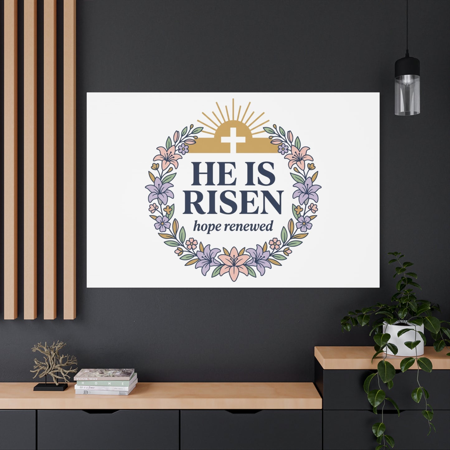 He Is Risen Canvas | Christian Easter Wall Art, Resurrection Scripture