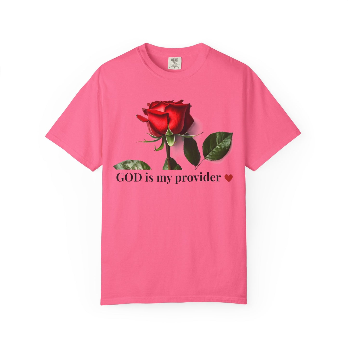 Red Rose "GOD is my provider" T-Shirt | Faith Floral Tee
