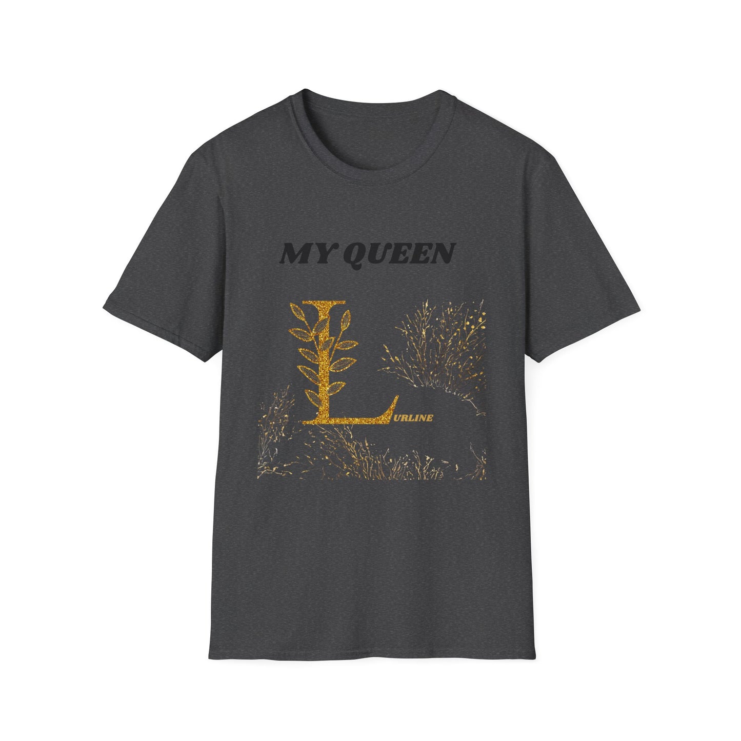 GOLD FLORAL Initial "My Queen" T-Shirt — Custom Large First Initial & Name