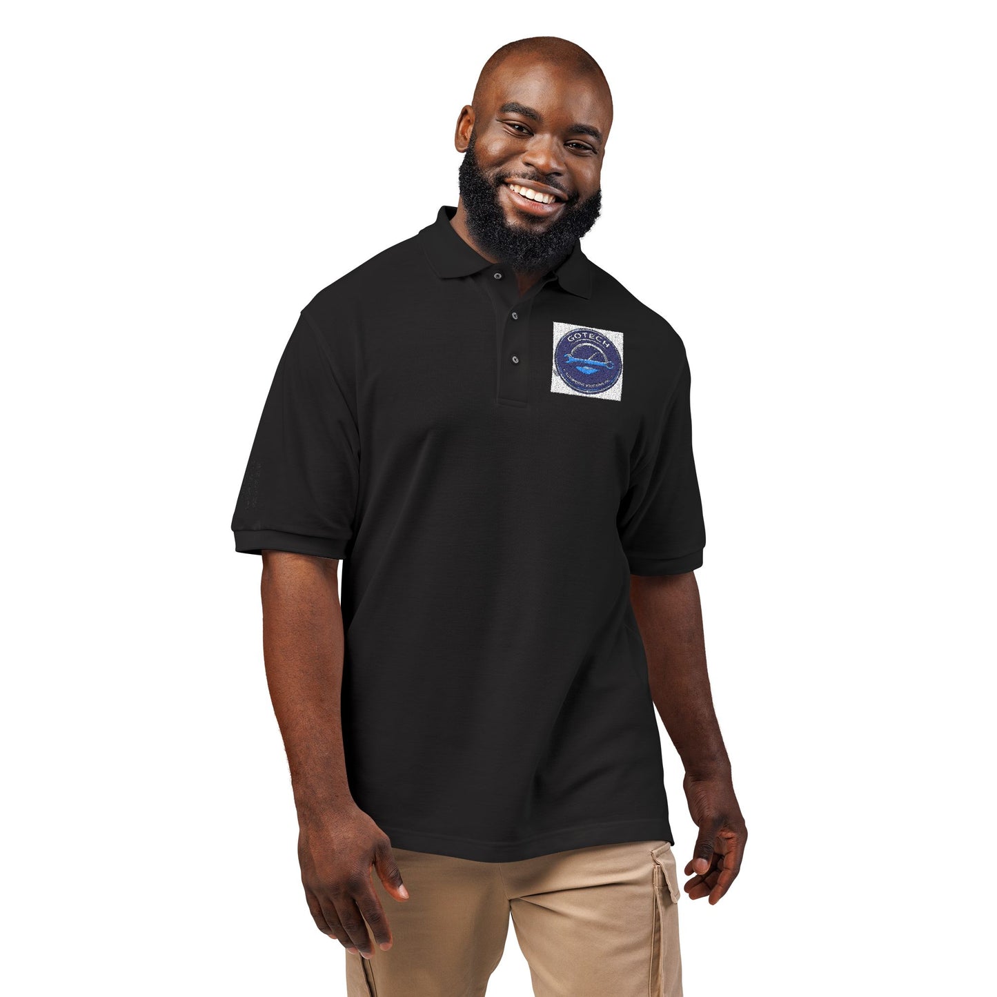 Embroidered Blue Ripple Logo Polo
