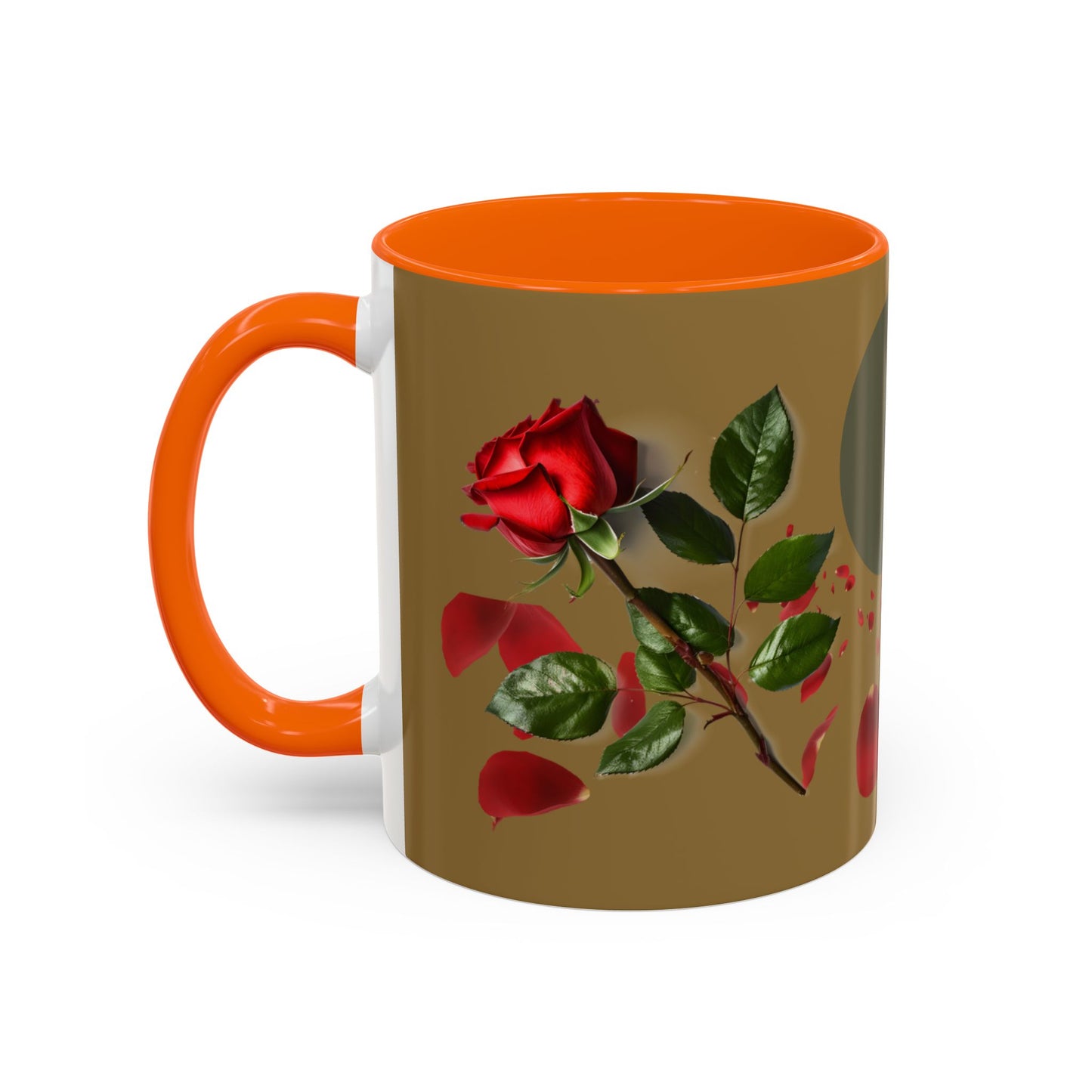 Red Rose Petals Coffee Mug  Accent Black Handle Interior,