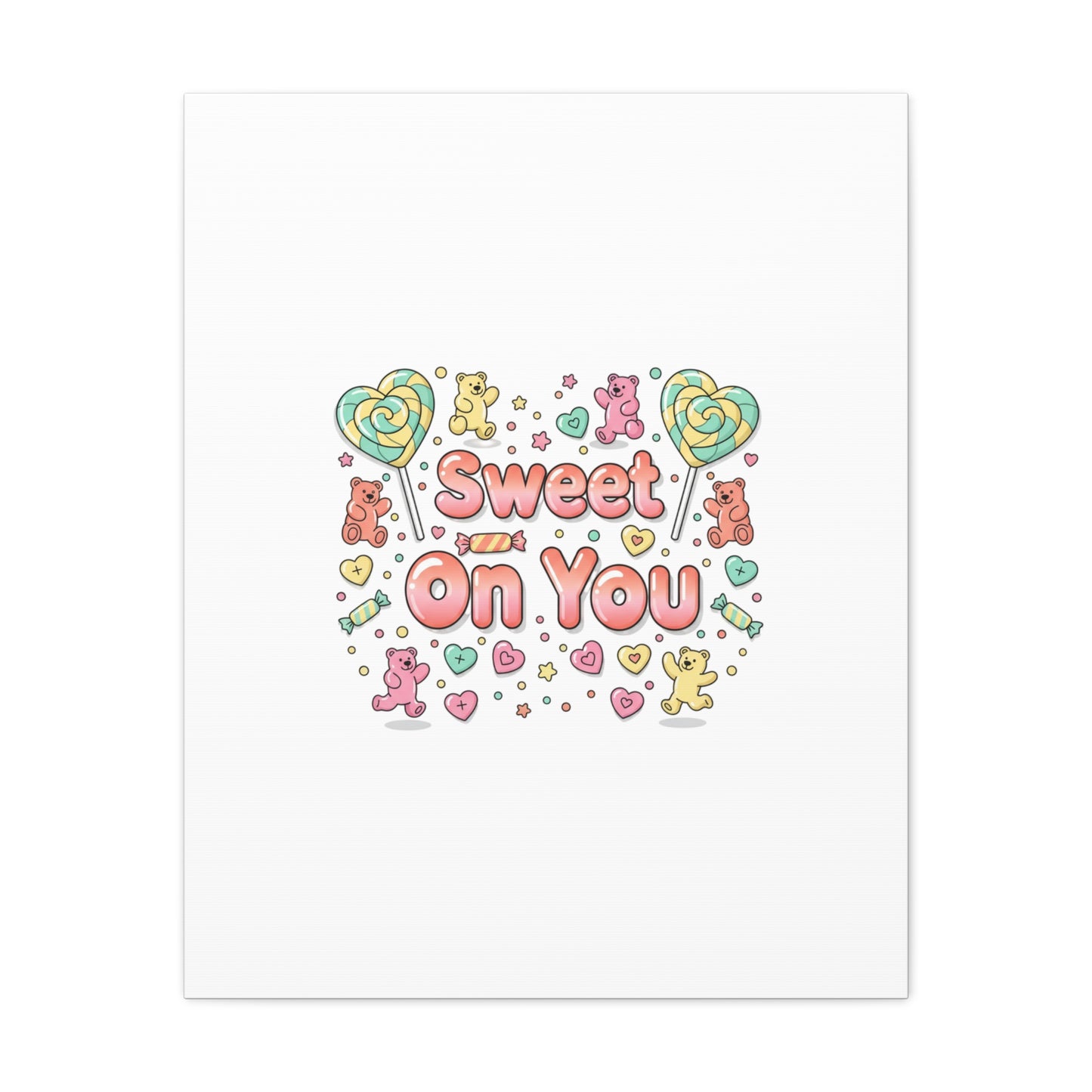 Sweet On You Canvas | Valentine Candycore heart candy pattern, pastel snackcore art
