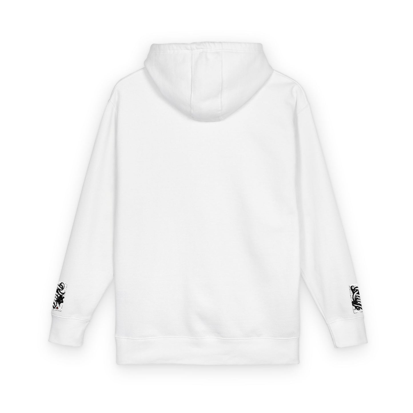Grunge Crown Script Hoodie | Chest & Sleeve Black Ink Graphic