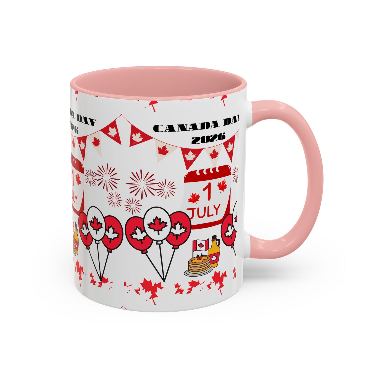 Canada Day Coffee Mug - 1 July 2026 Red Maple Balloon Accent Mug