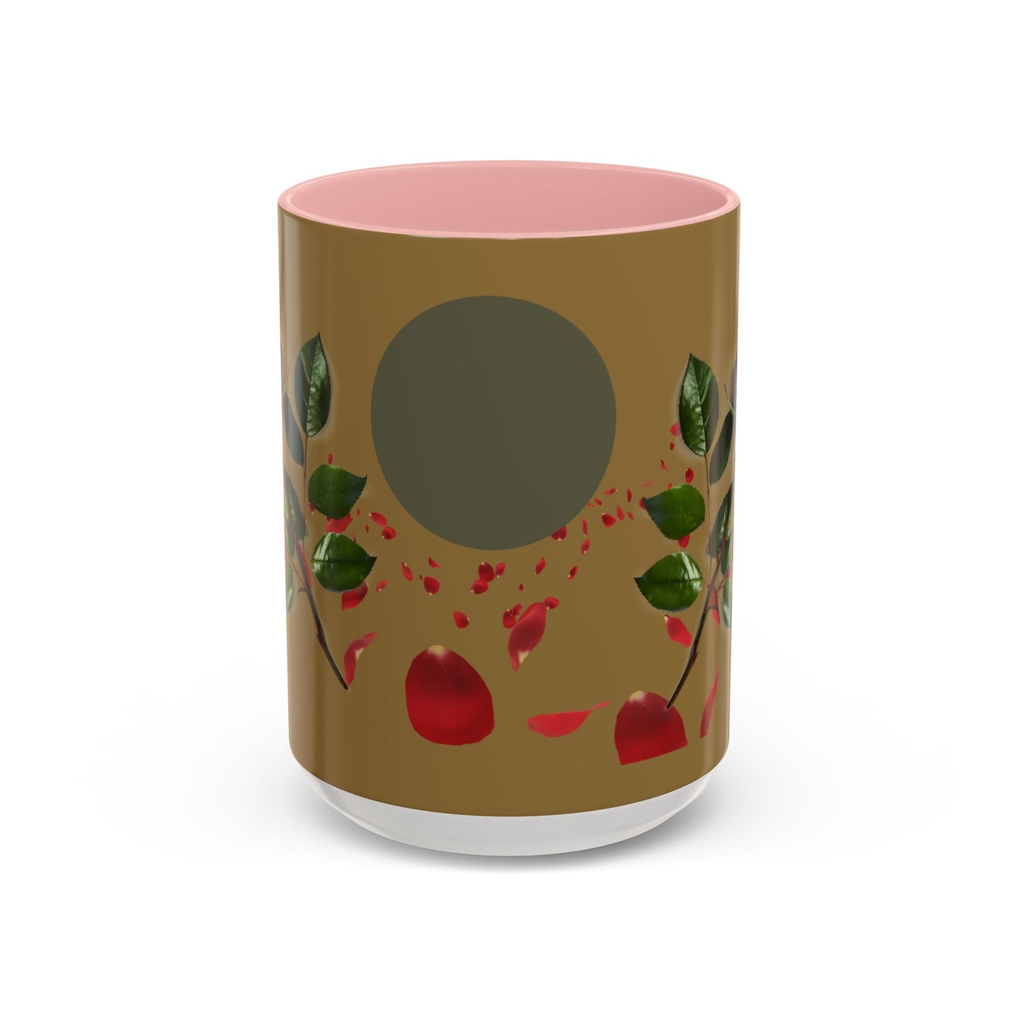 Red Rose Petals Coffee Mug  Accent Black Handle Interior,