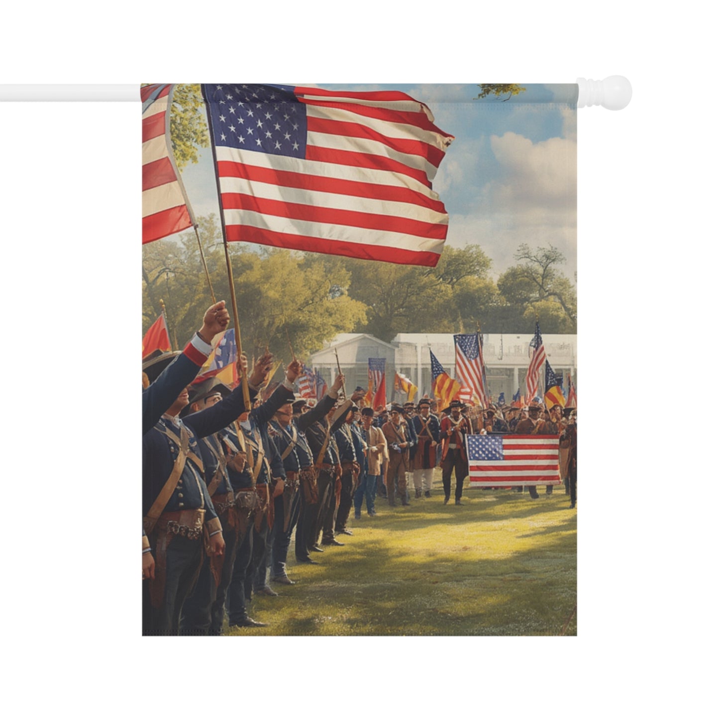 Civil War Soldiers with American Flag Garden Banner | Patriotic Memorial Decoration