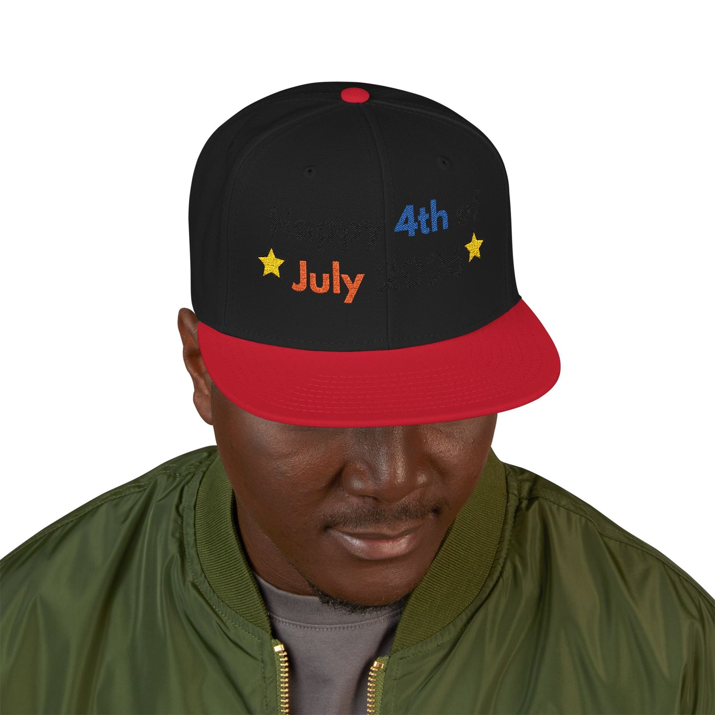 Happy 4th of July 2026 Embroidered Snapback Hat