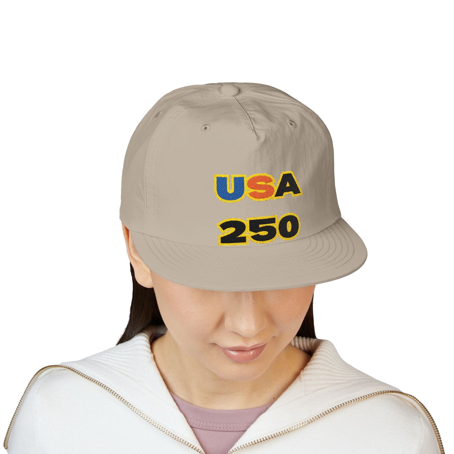 USA 250 Surf Cap | Embroidered Trucker Hat, White Snapback