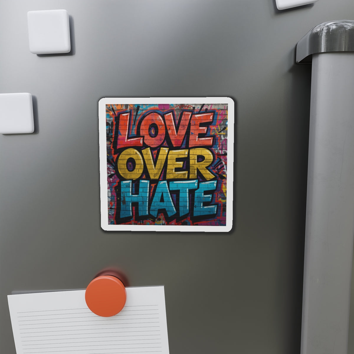 Love Over Hate Die-Cut Magnet — Inspirational Heart Sticker Magnet