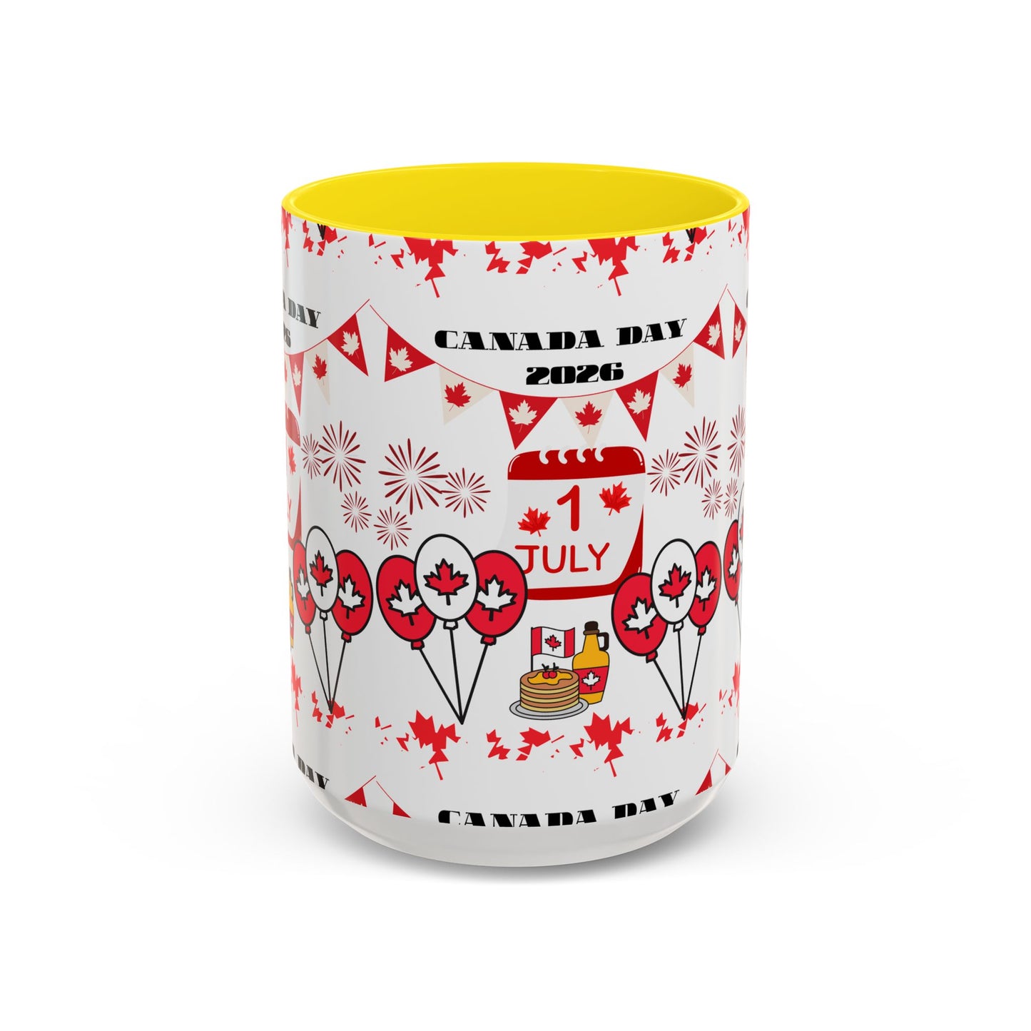Canada Day Coffee Mug - 1 July 2026 Red Maple Balloon Accent Mug