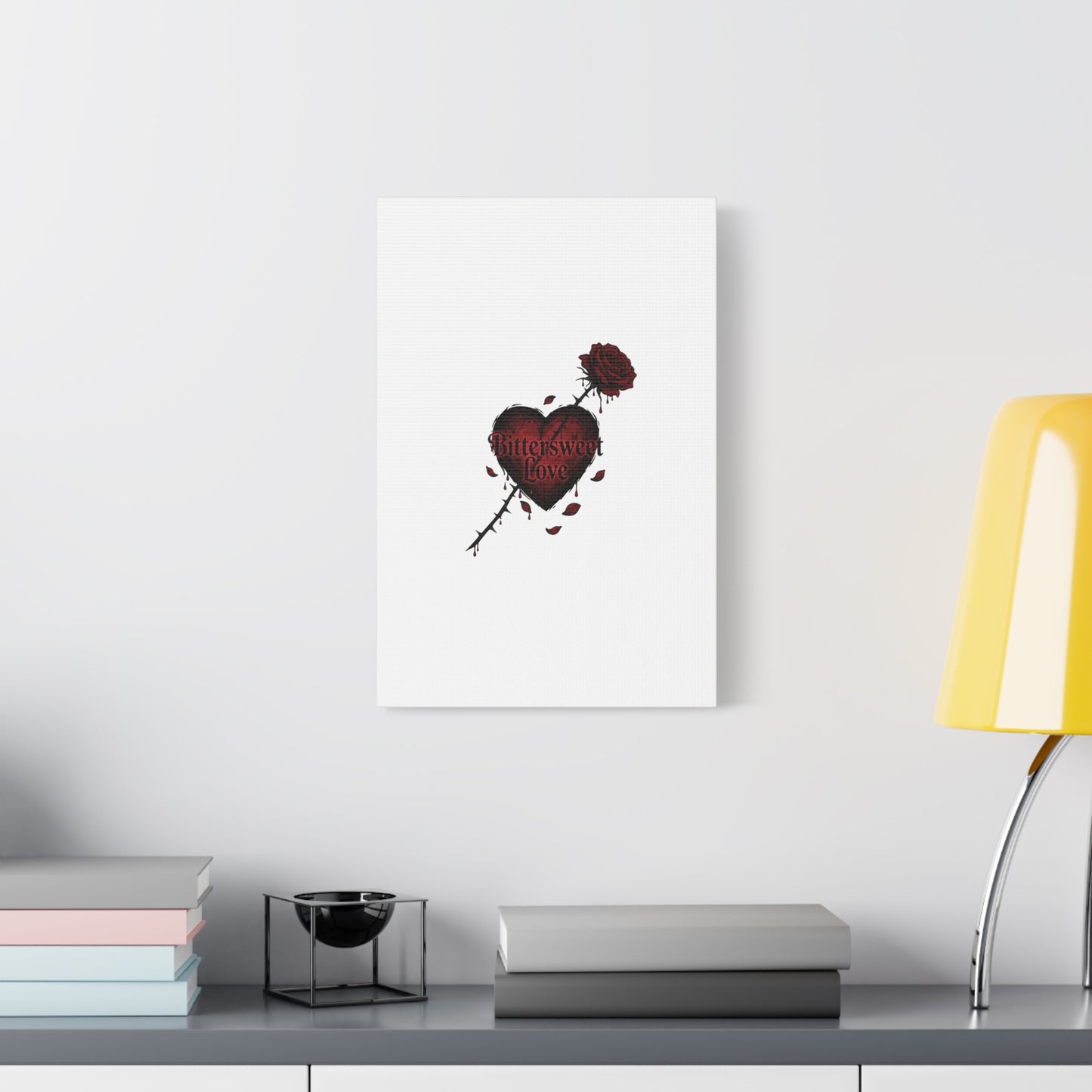 Bittersweet Love heart & thorn rose Canvas | Goth Valentine, Dark Romance Art Print