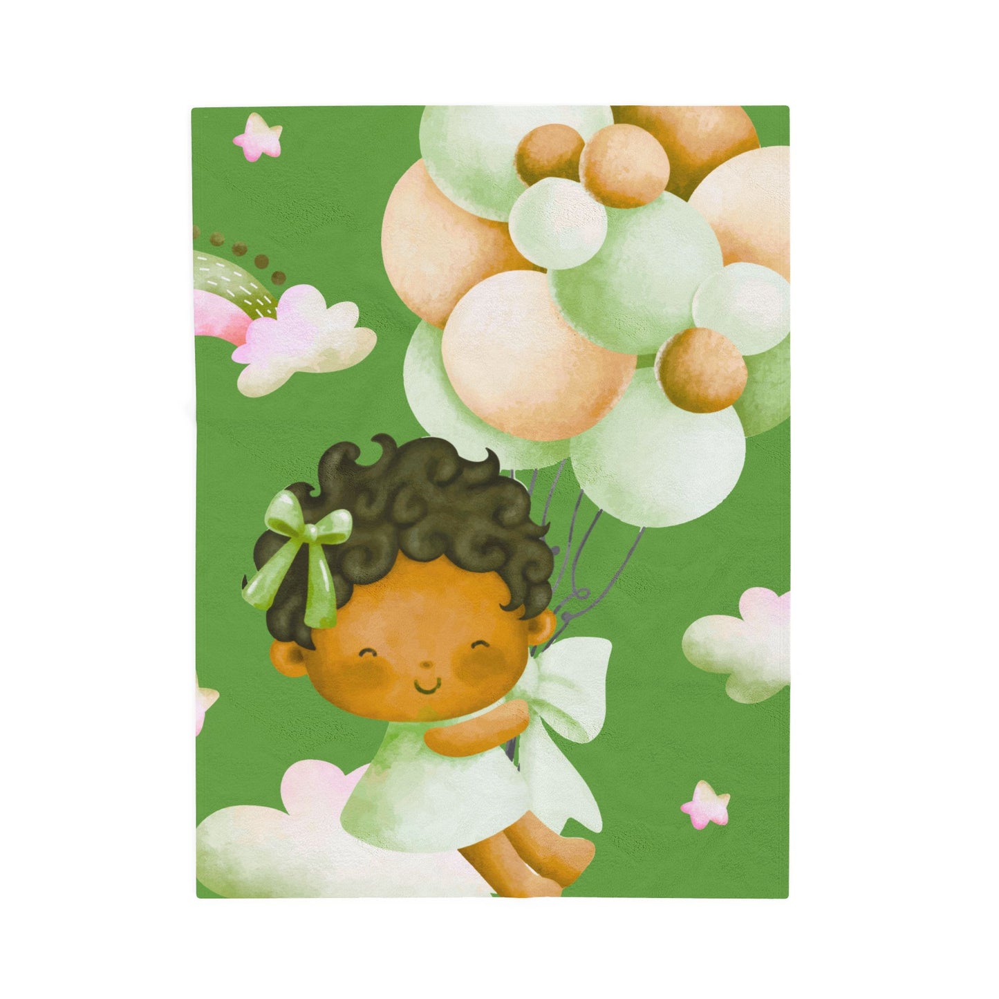 Baby Girl Balloon Velveteen Plush Blanket | Nursery Throw, Newborn Shower