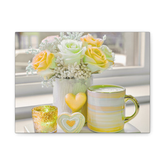 Yellow Rose Bouquet and Heart Cookies Canvas