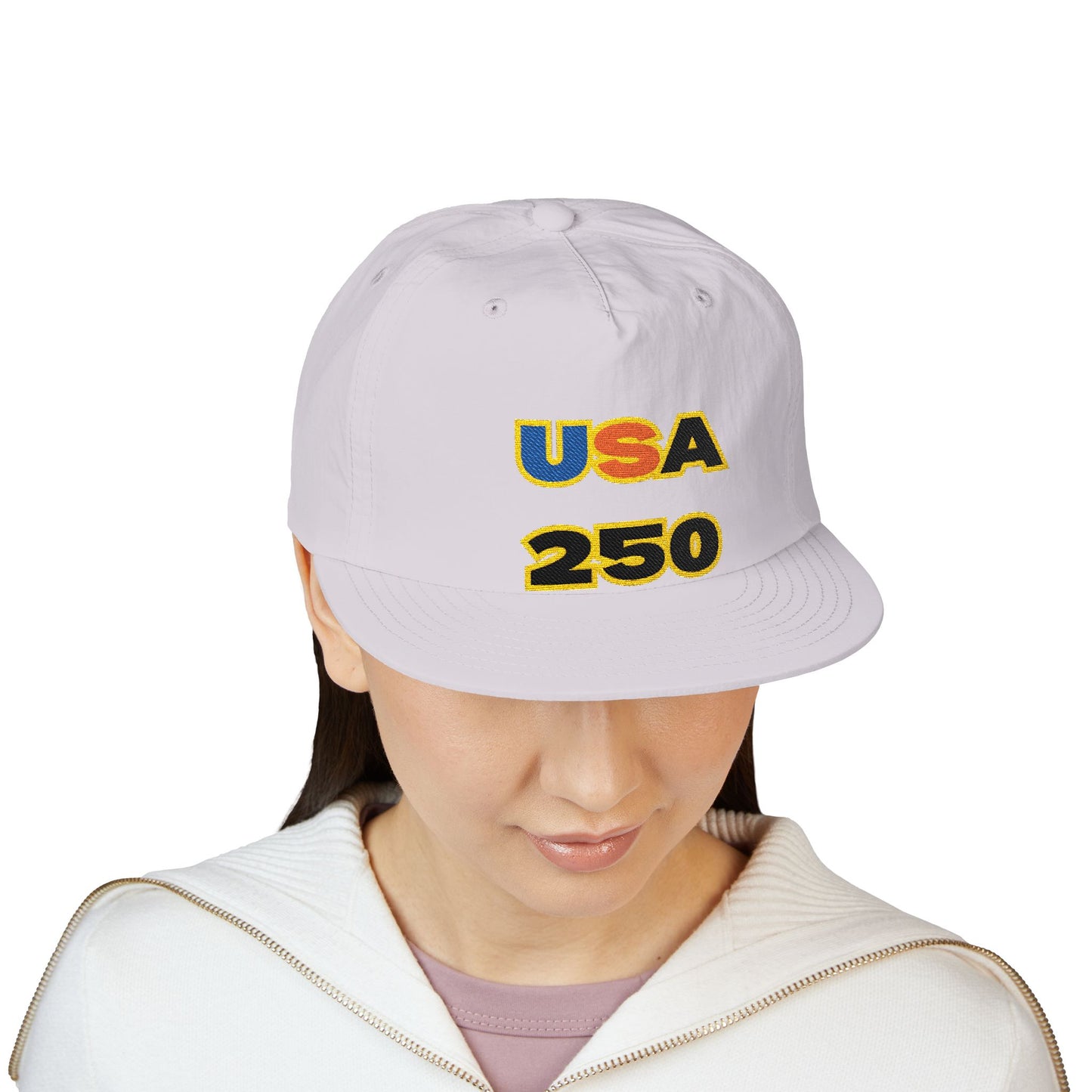 USA 250 Surf Cap | Embroidered Trucker Hat, White Snapback