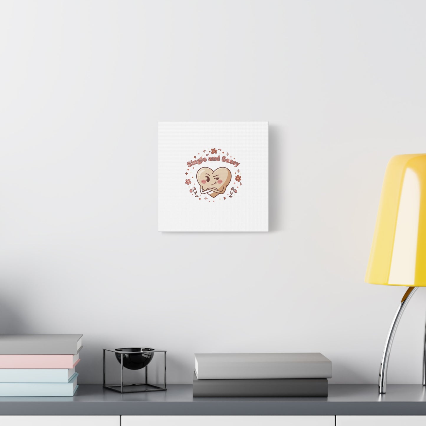 Single and Sassy Heart Canvas | Anti‑Valentine, Pastel Cynic Wall Art