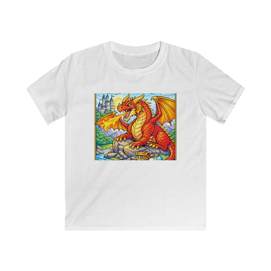 Kids Red Dragon Graphic Tee – Fantasy Castle T-Shirt for Boys & Girls