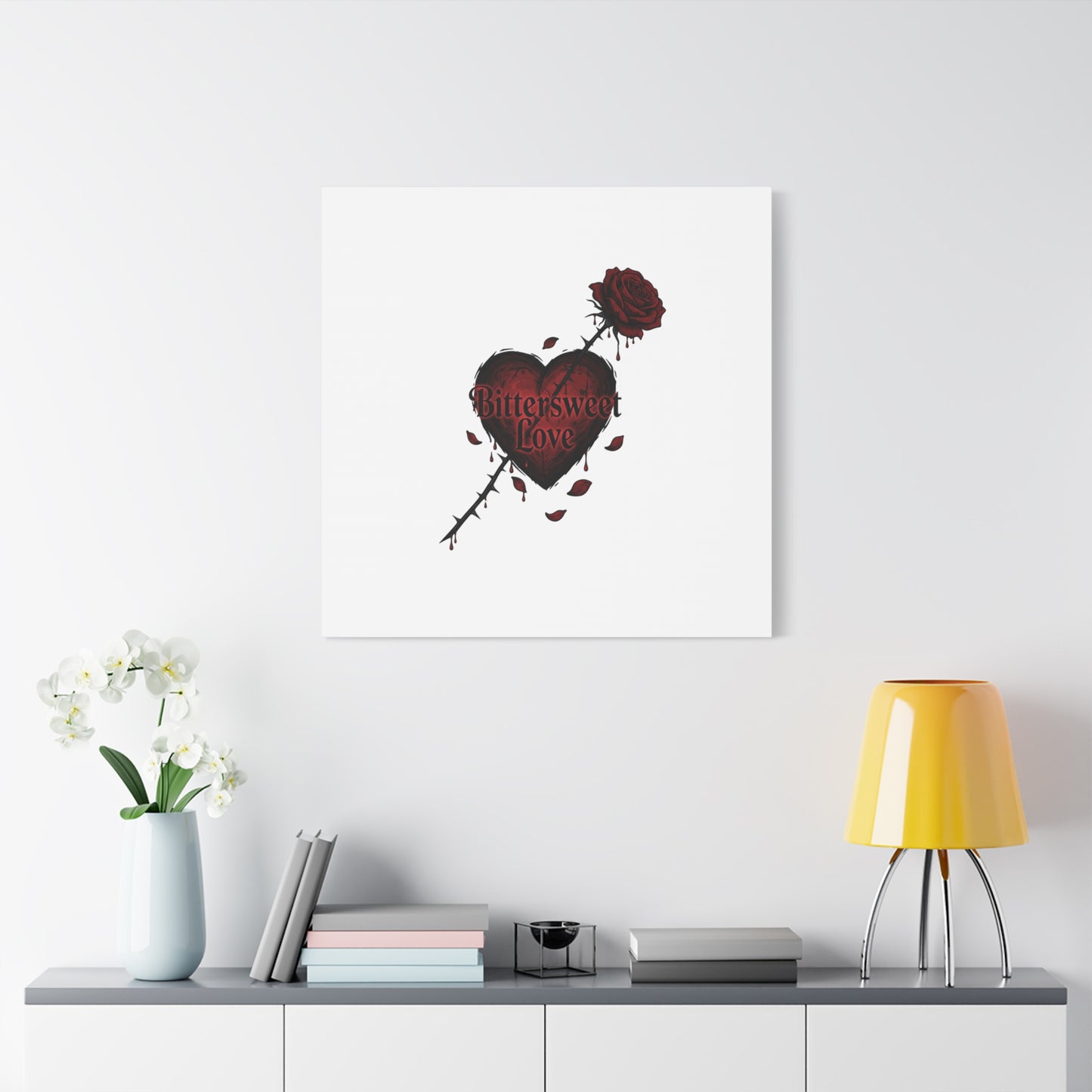 Bittersweet Love heart & thorn rose Canvas | Goth Valentine, Dark Romance Art Print