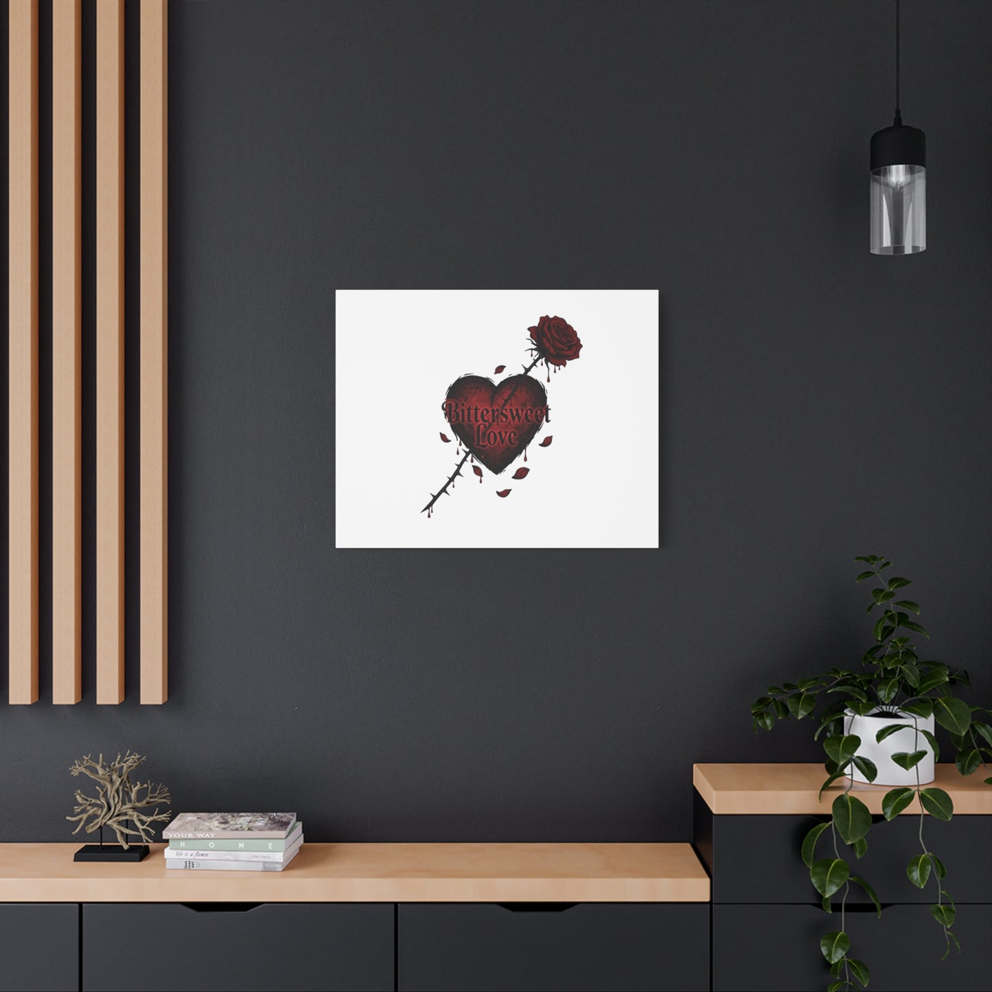 Bittersweet Love heart & thorn rose Canvas | Goth Valentine, Dark Romance Art Print