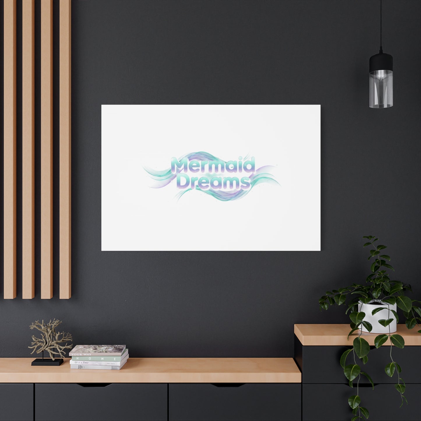 Mermaid Dreams Matte Canvas | iridescent text, pearly word accent