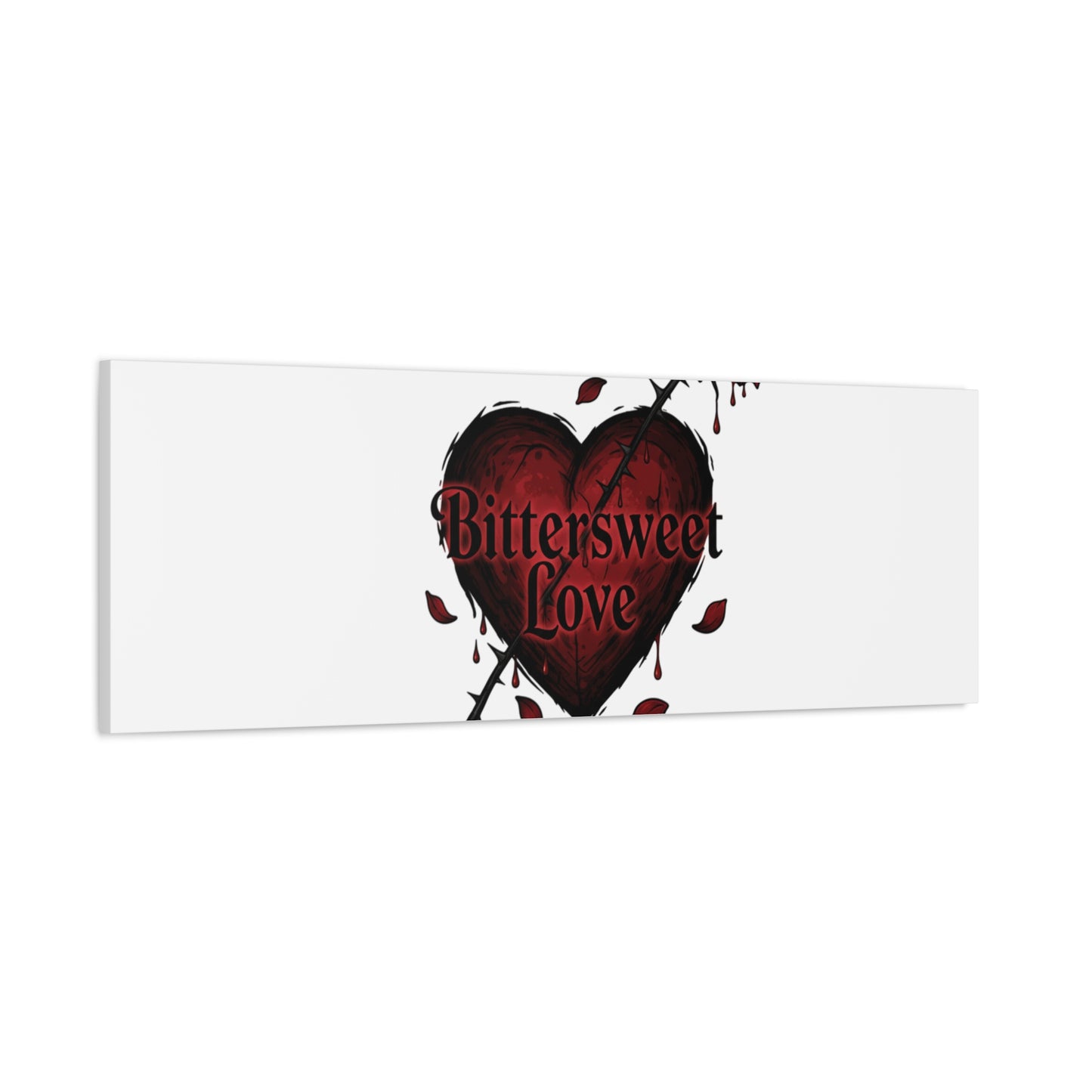 Bittersweet Love heart & thorn rose Canvas | Goth Valentine, Dark Romance Art Print