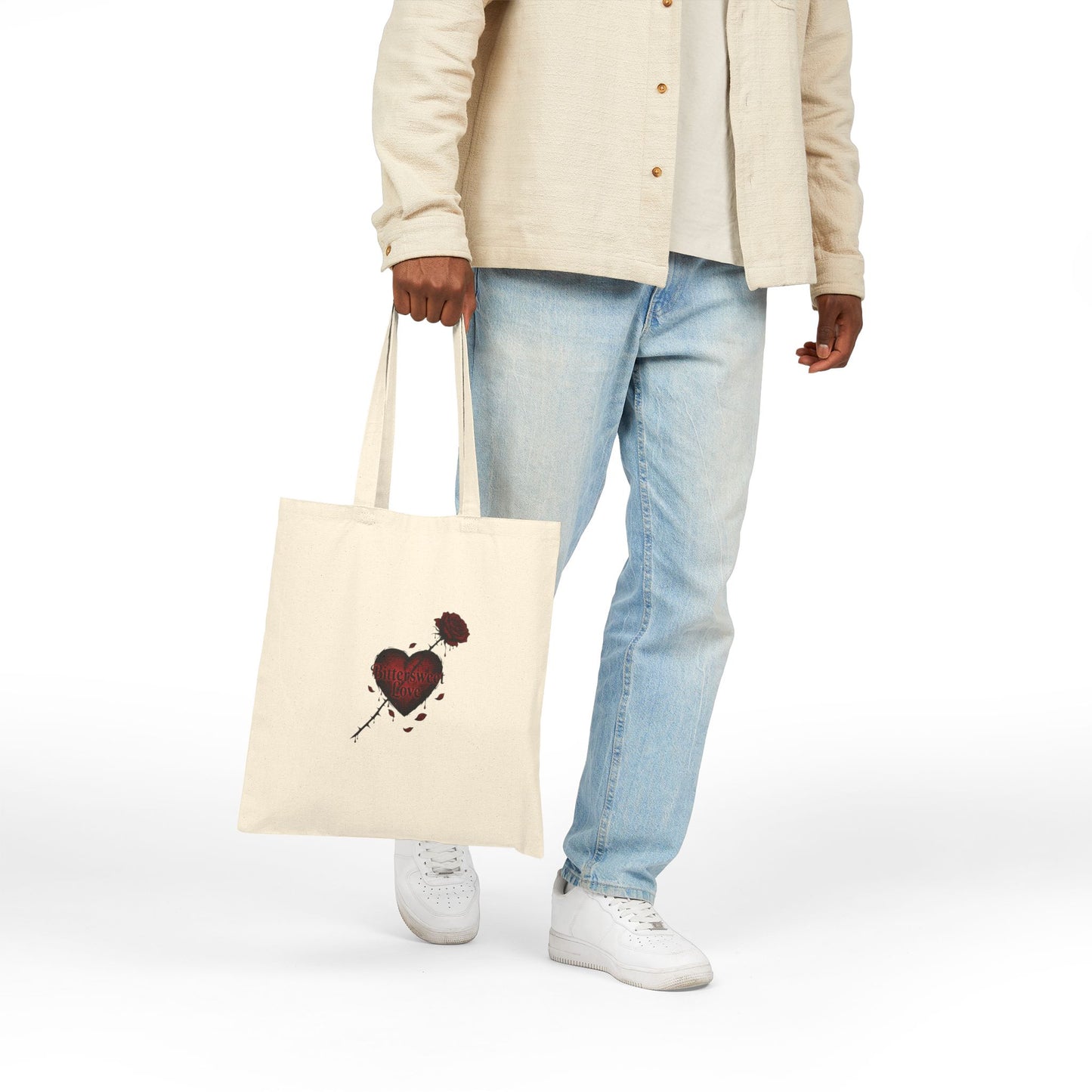 Bleeding Heart Tote Bag | goth valentine, dark romance black rose