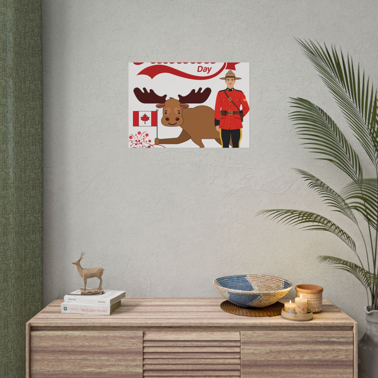 Canada Day Poster - Happy Canada Day Moose & Mountie Rolled Poster