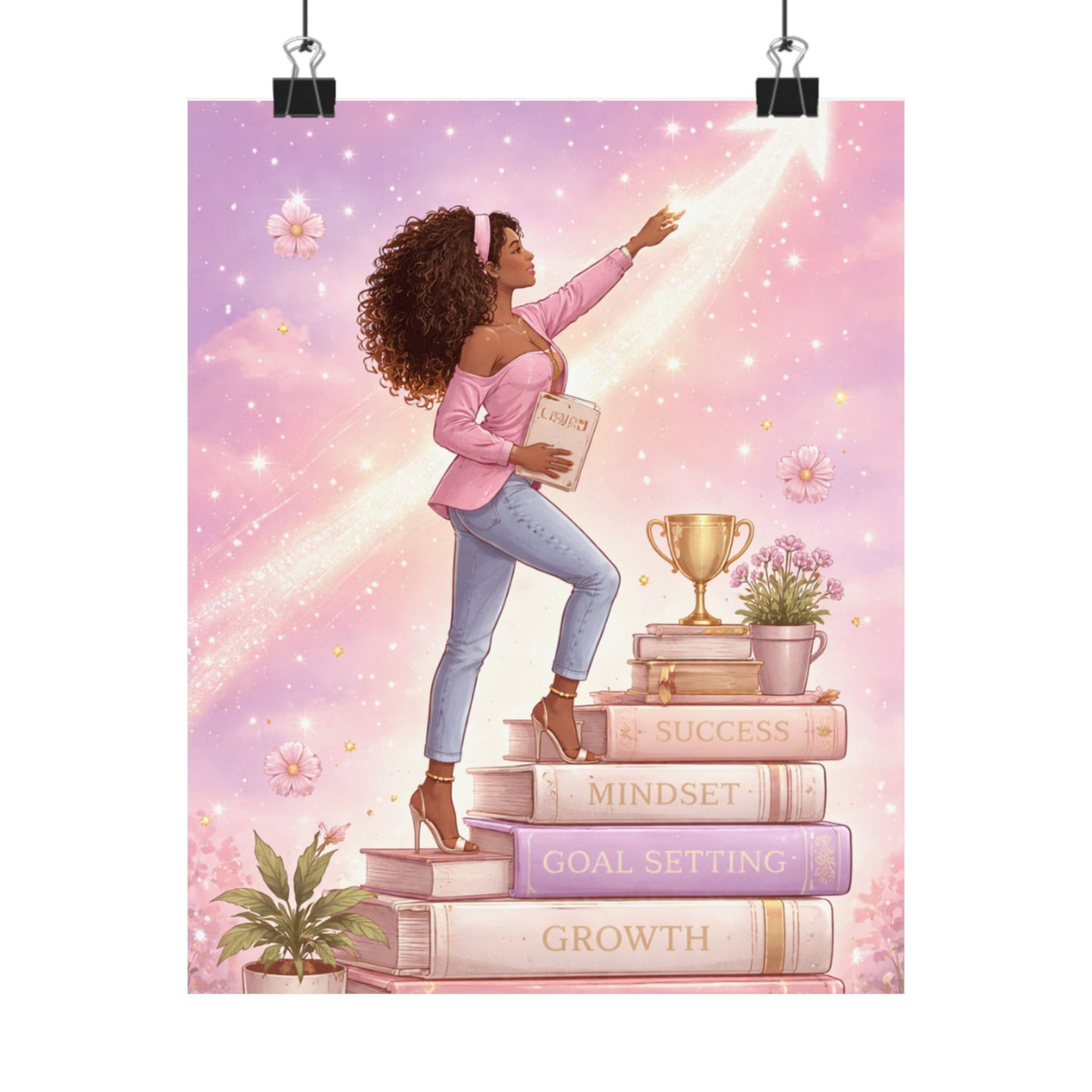 Motivational Growth Poster — "Growth, Goal Setting, Mindset" Inspirational Wall Art