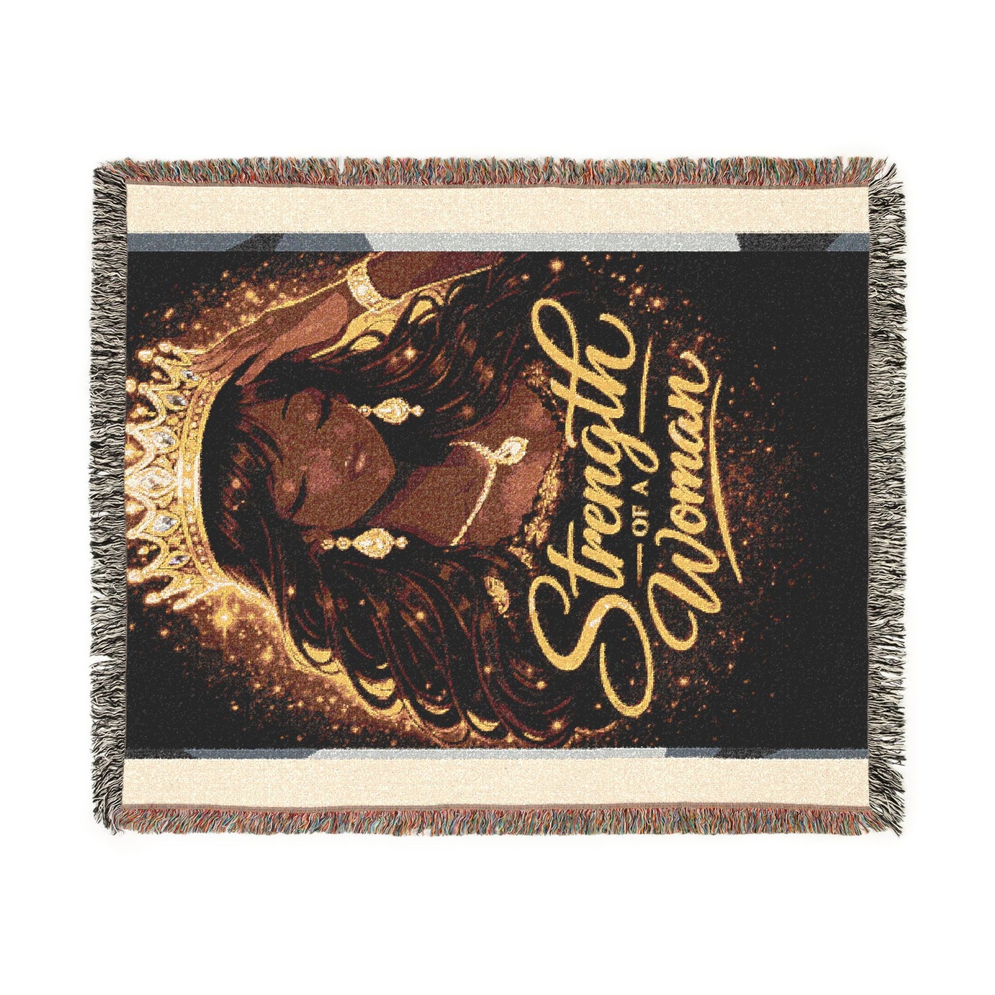 Black Queen Portrait Woven Blanket | Afrocentric Throw, Royal Home Decor