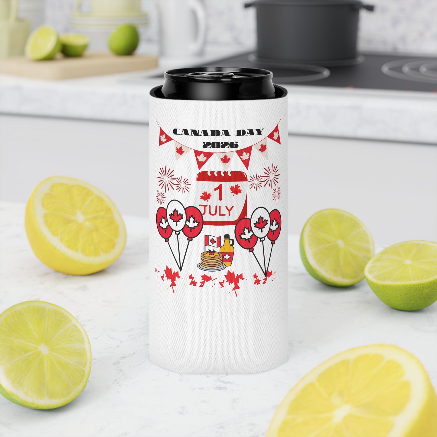Canada Day Can Cooler — Happy Canada Day 1 July Patriotic Beverage Koozie