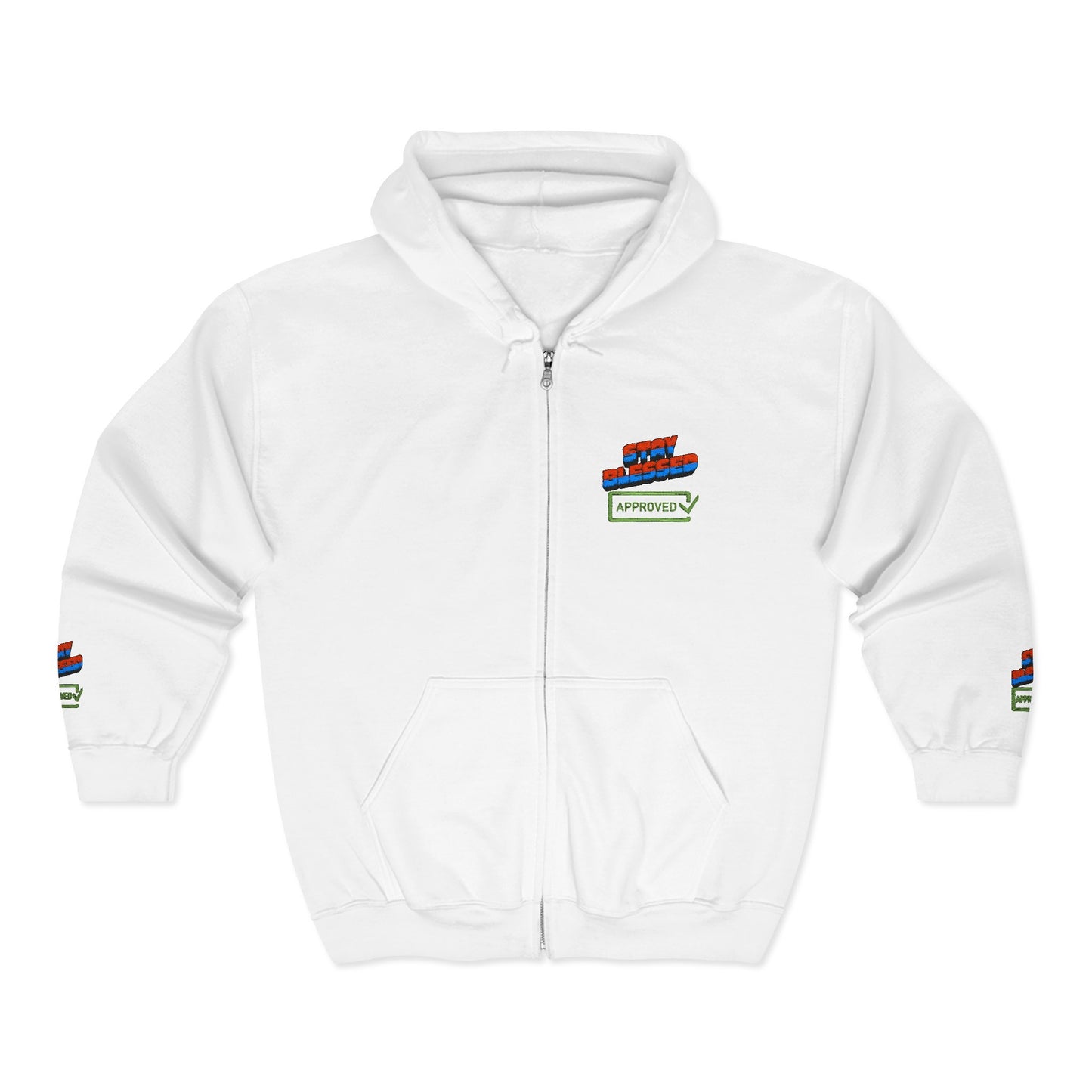 'Approved' Retro Badge Colorblock Full-Zip Hoodie