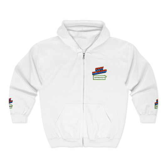 'Approved' Retro Badge Colorblock Full-Zip Hoodie
