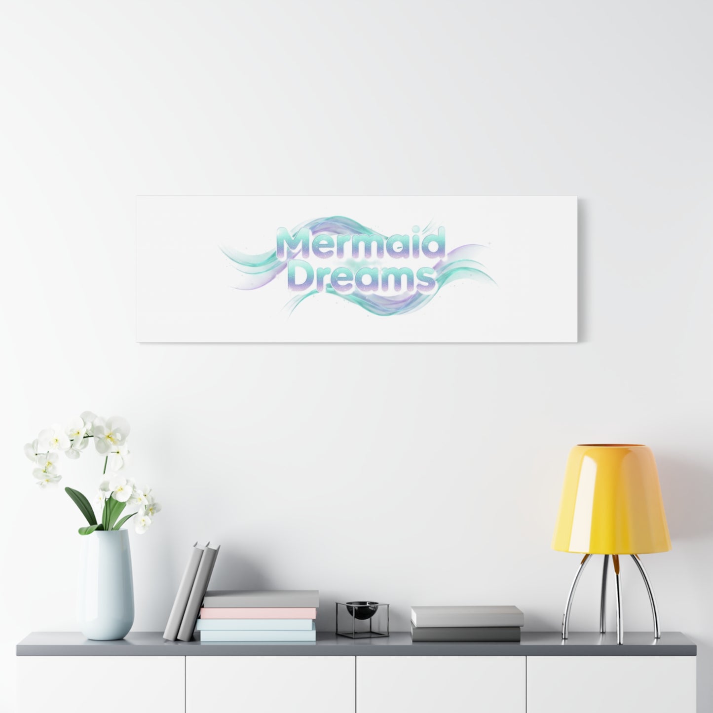 Mermaid Dreams Matte Canvas | iridescent text, pearly word accent