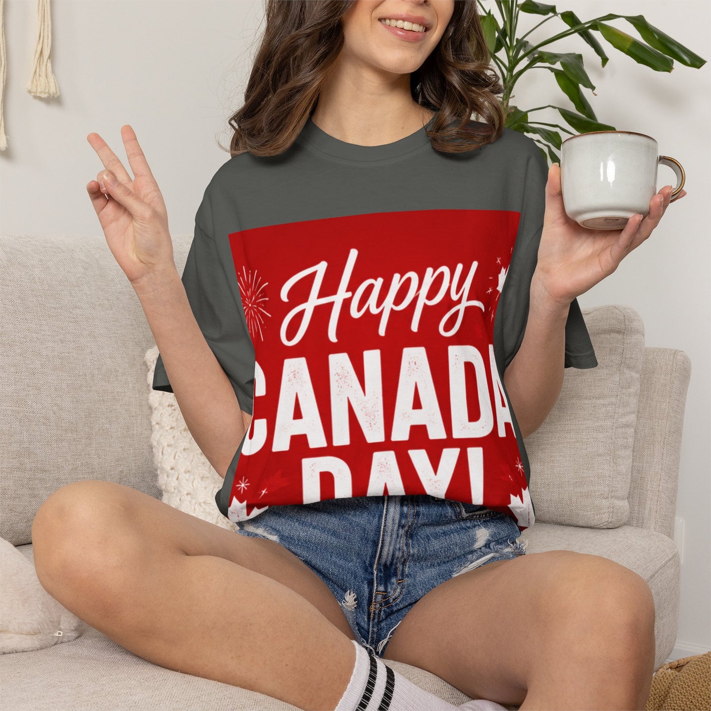 Happy Canada Day T-Shirt — Red Maple Leaf Canada Day Tee