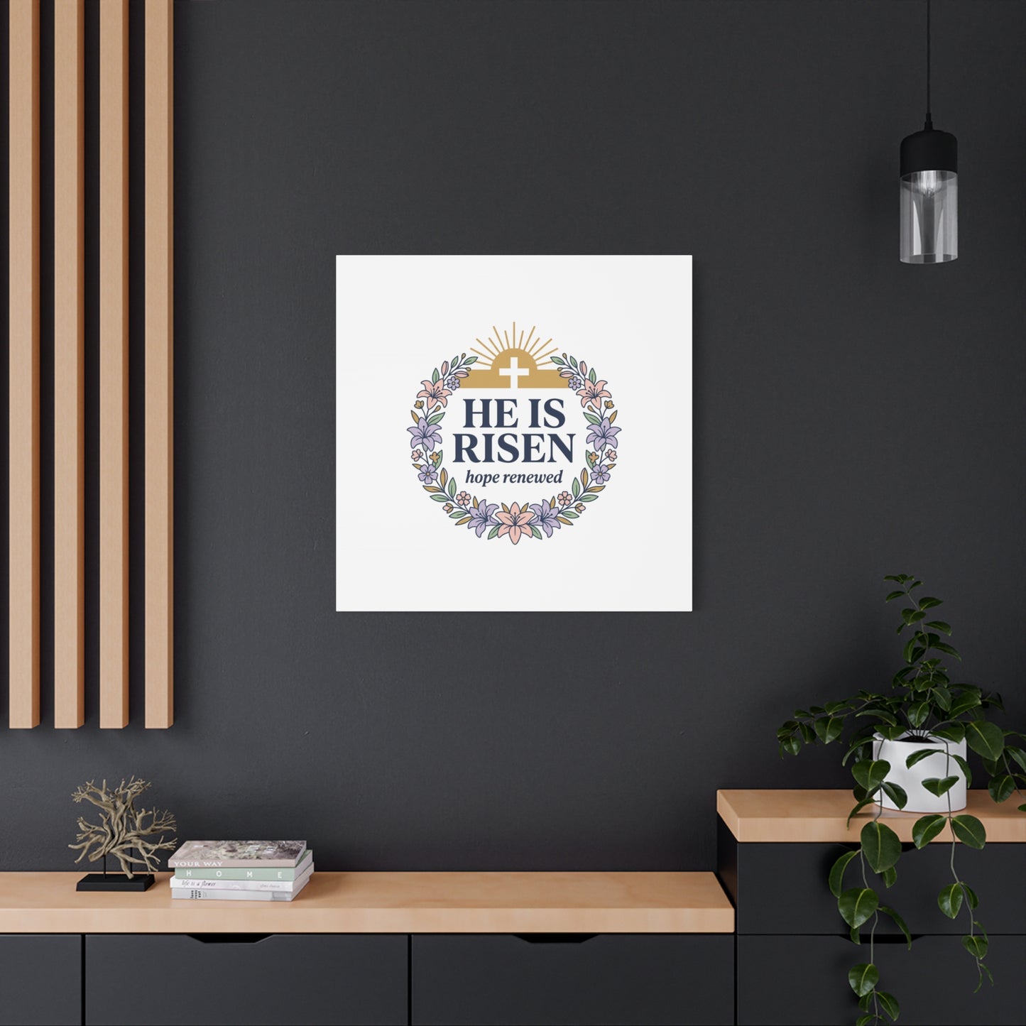 He Is Risen Canvas | Christian Easter Wall Art, Resurrection Scripture