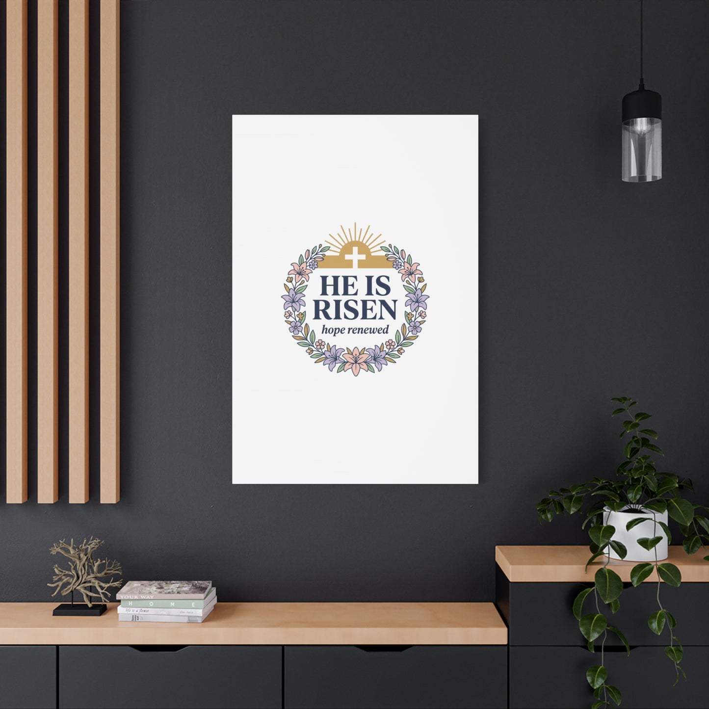He Is Risen Canvas | Christian Easter Wall Art, Resurrection Scripture