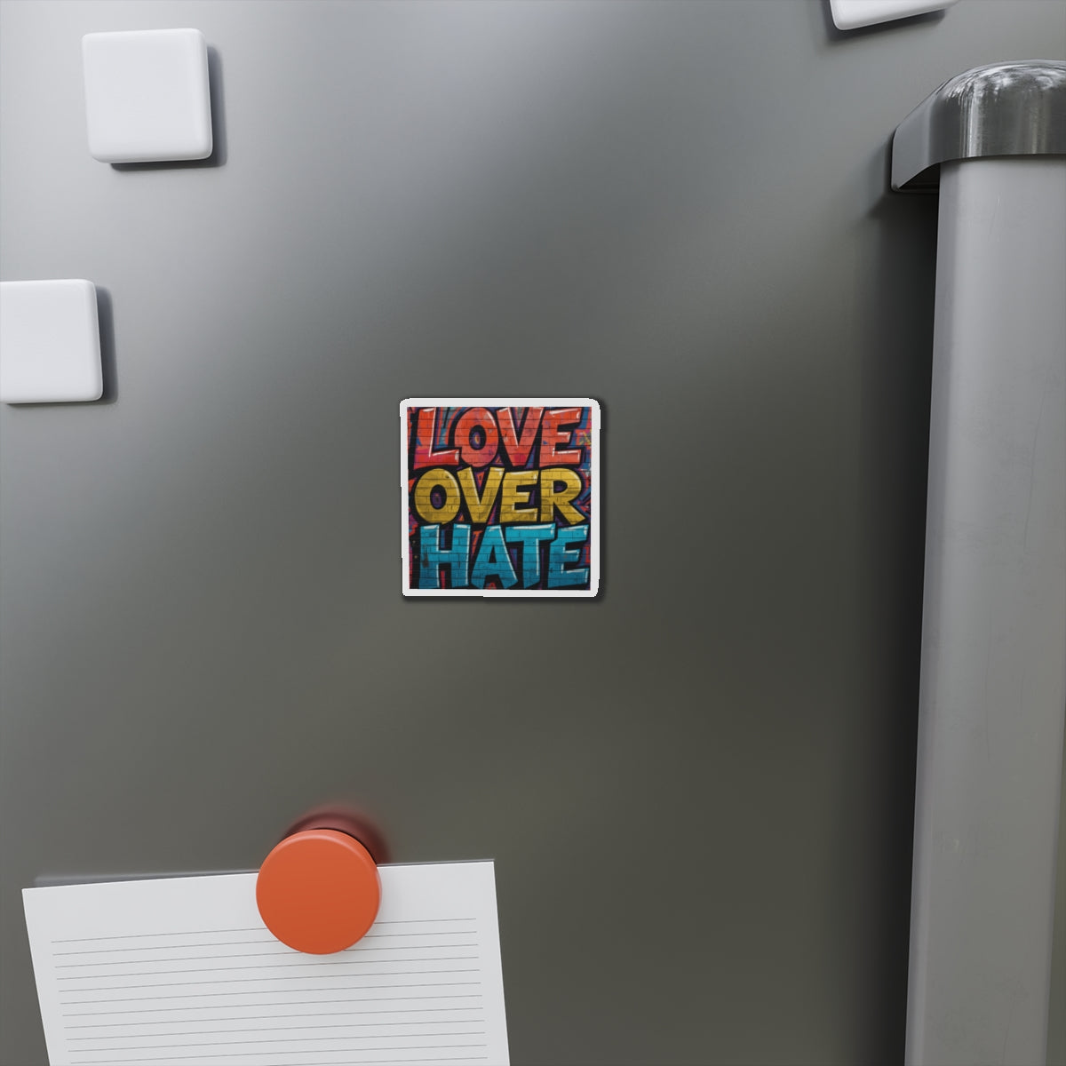 Love Over Hate Die-Cut Magnet — Inspirational Heart Sticker Magnet