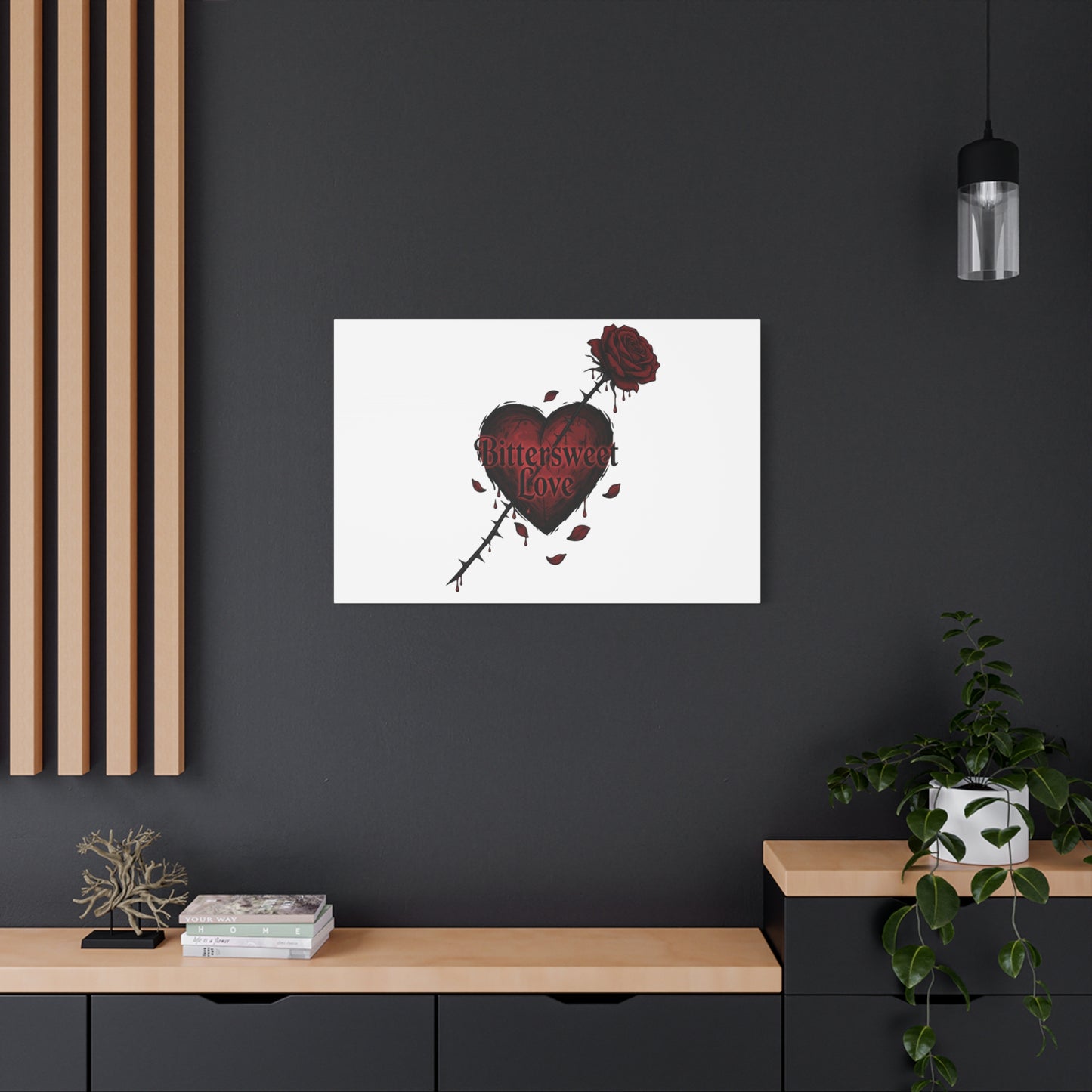Bittersweet Love heart & thorn rose Canvas | Goth Valentine, Dark Romance Art Print