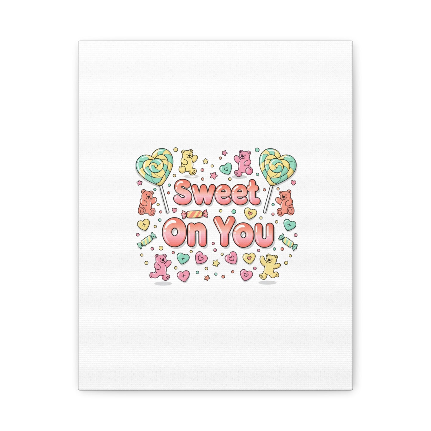 Sweet On You Canvas | Valentine Candycore heart candy pattern, pastel snackcore art
