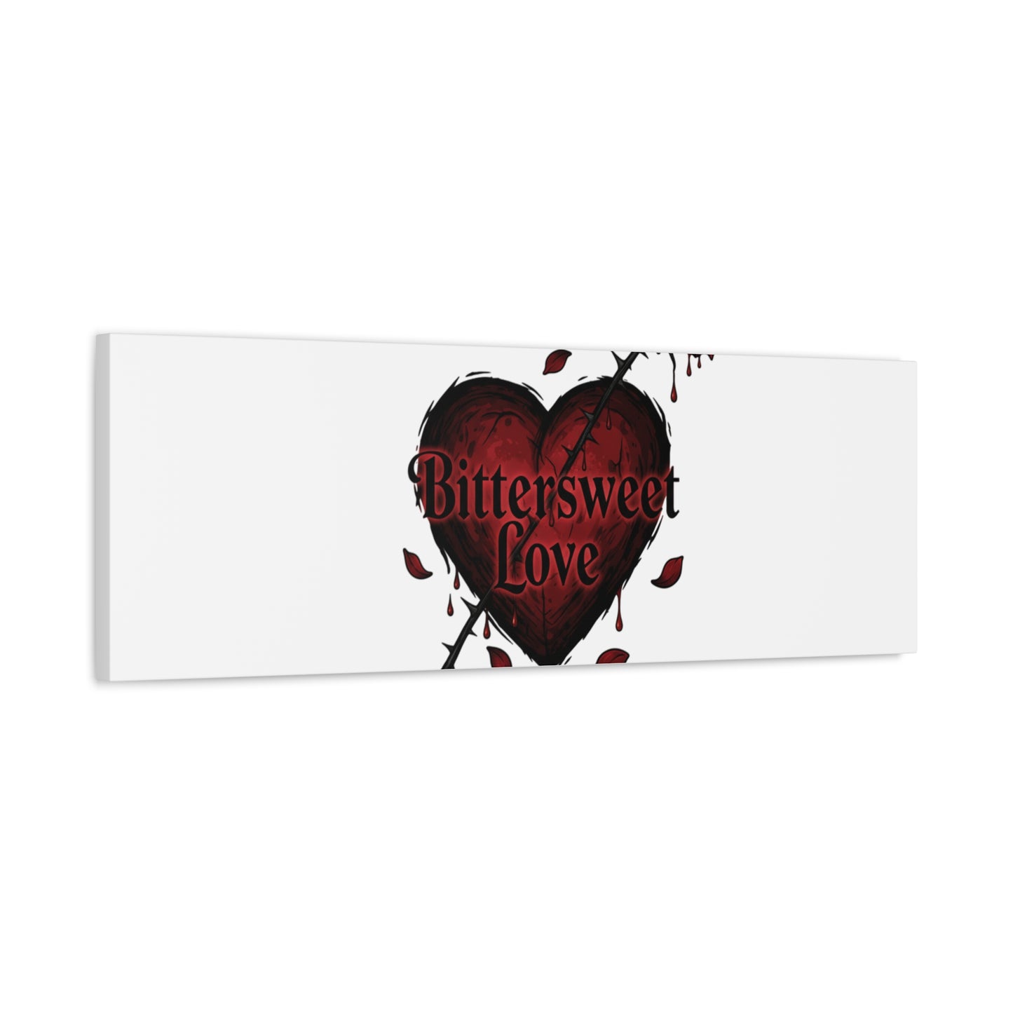 Bittersweet Love heart & thorn rose Canvas | Goth Valentine, Dark Romance Art Print