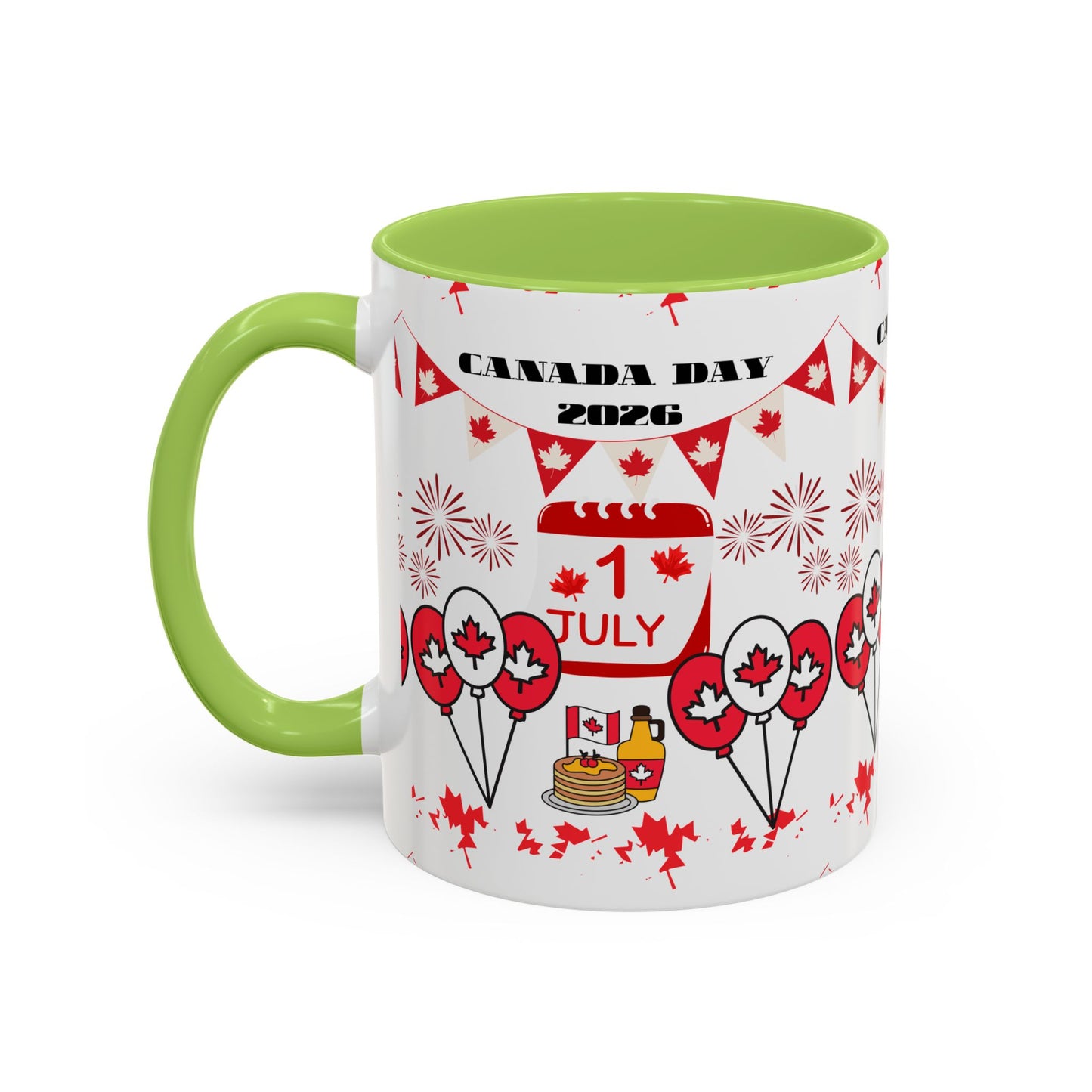 Canada Day Coffee Mug - 1 July 2026 Red Maple Balloon Accent Mug