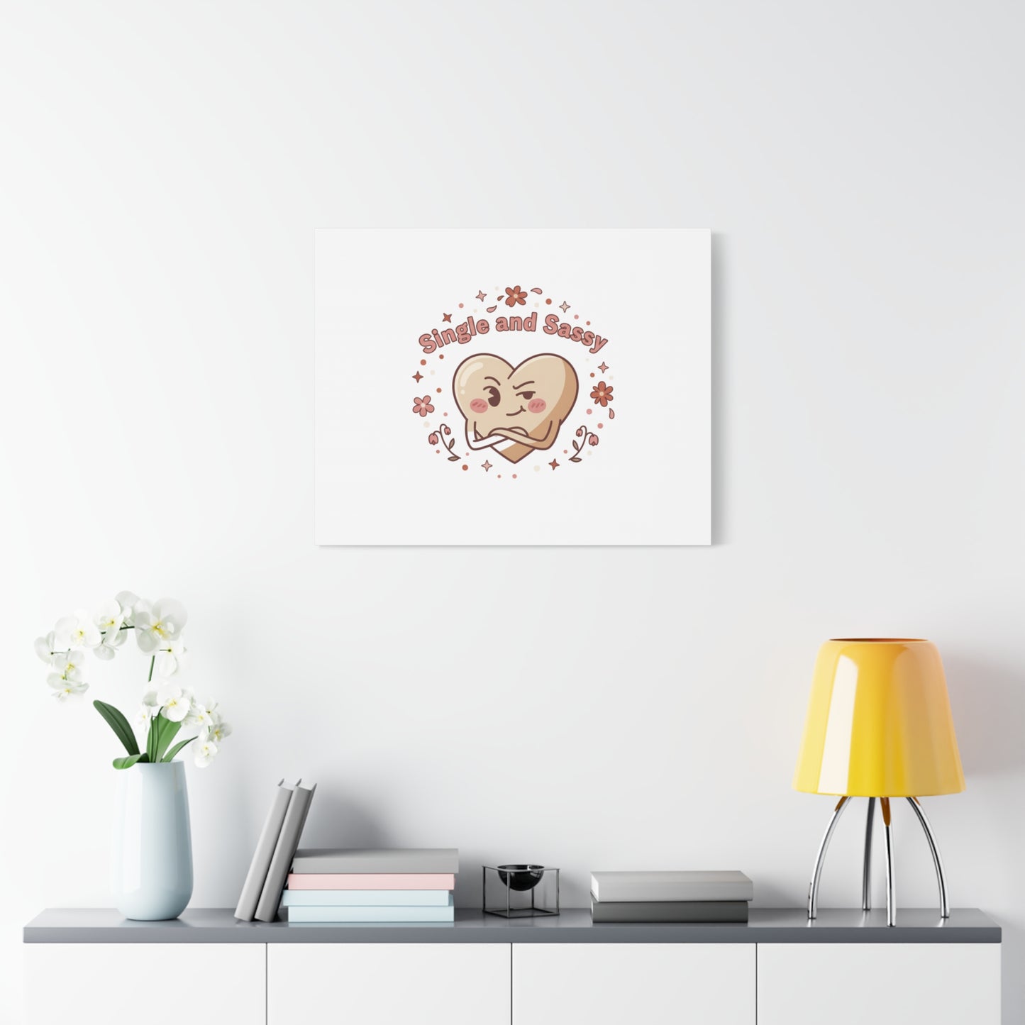 Single and Sassy Heart Canvas | Anti‑Valentine, Pastel Cynic Wall Art