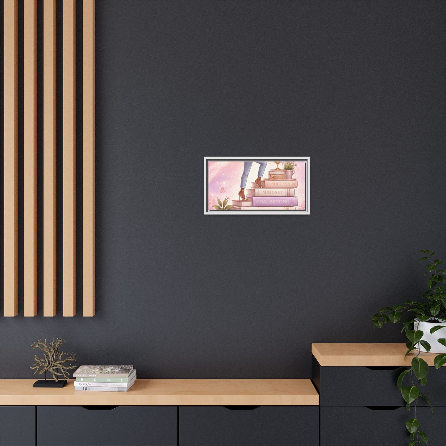 Dream Big Wall Art — Motivational Stacked Books Framed Canvas
