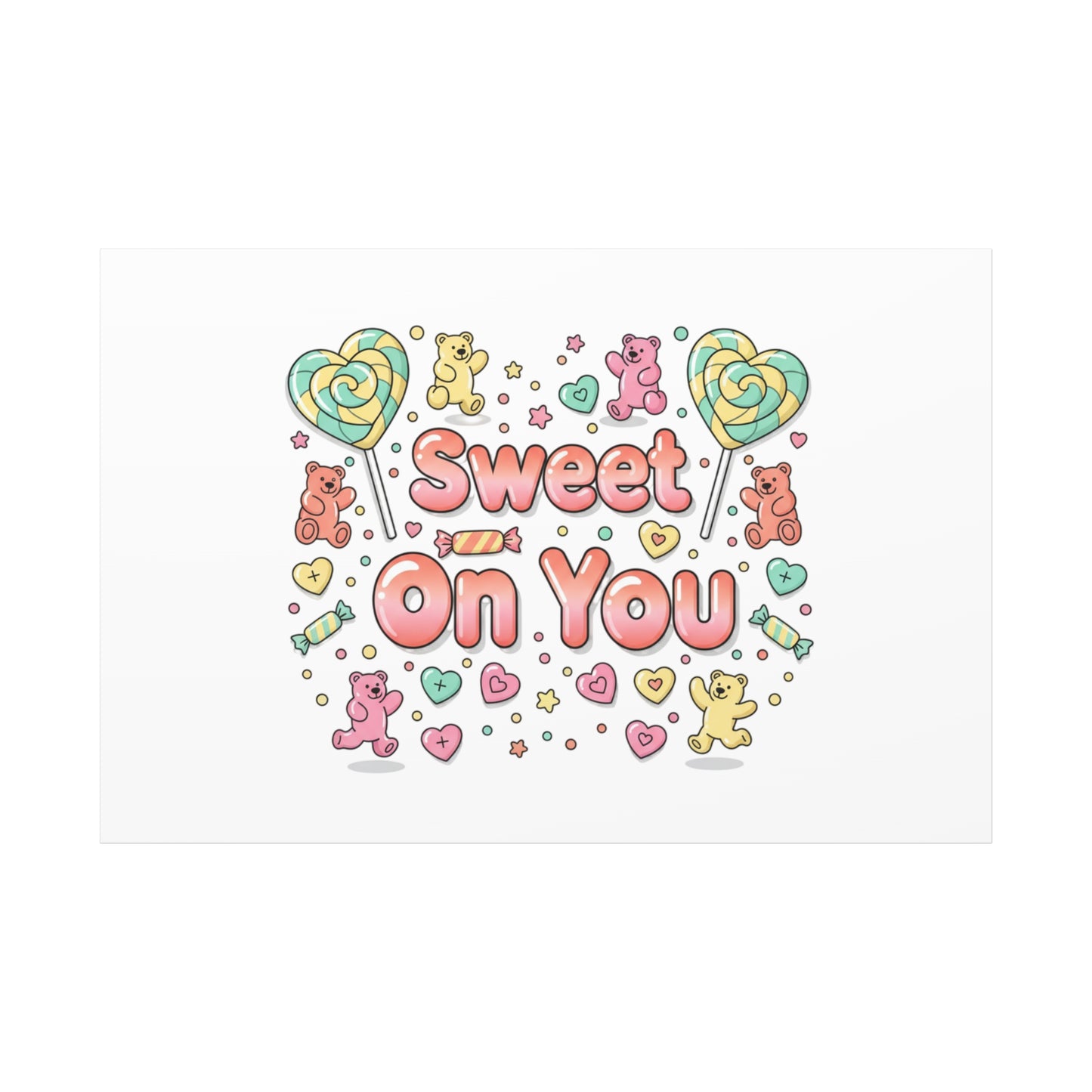 Sweet On You Canvas | Valentine Candycore heart candy pattern, pastel snackcore art