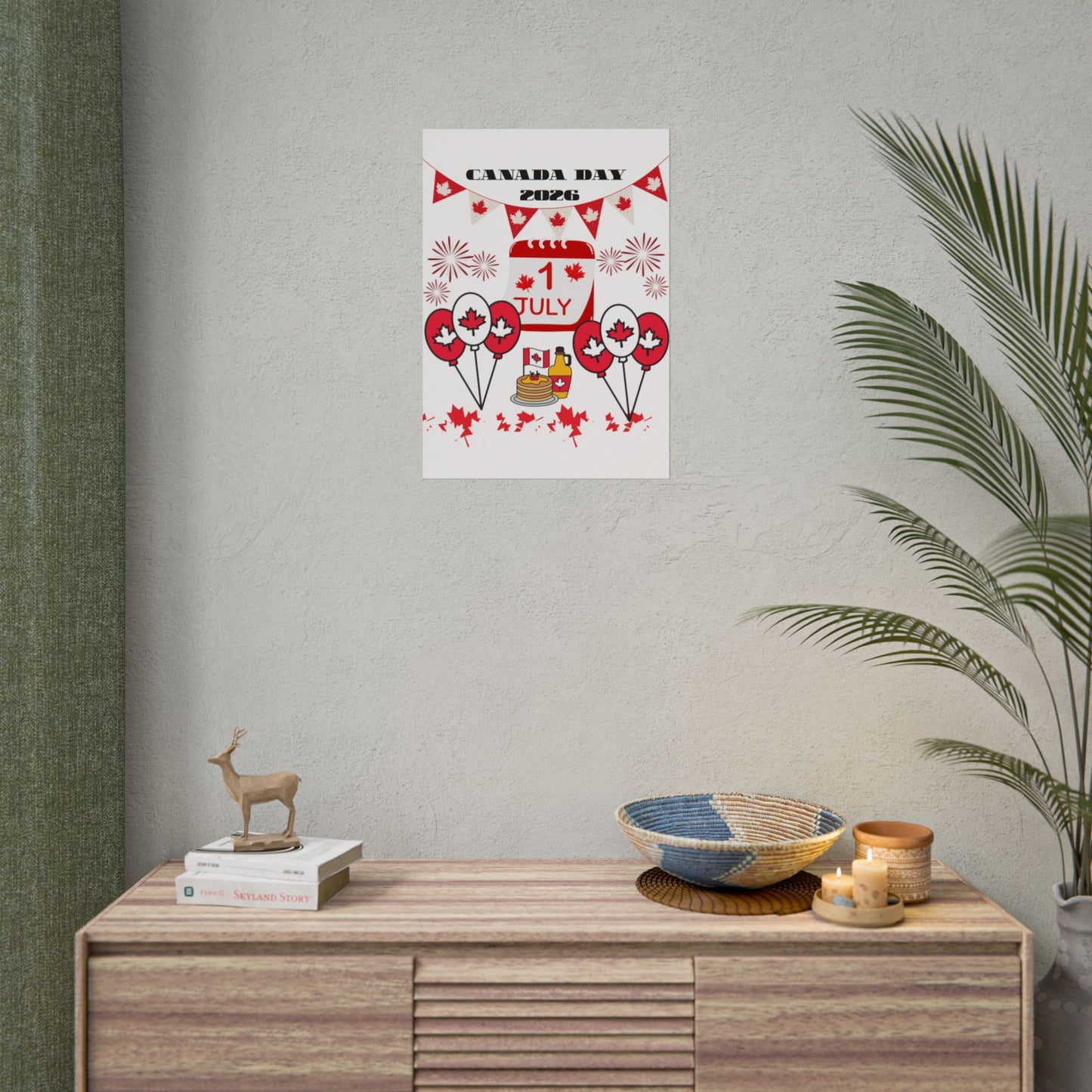 Canada Day 1 July Poster – Red Maple Leaf Celebration Print